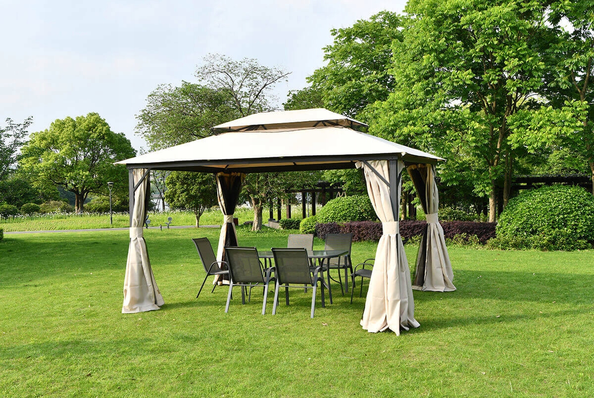 PAWILON OGRODOWY namiot ALTANA z ZASŁONAMI VANCOUVER 4x3m Beż MOSKITIERA Producent HardMaister