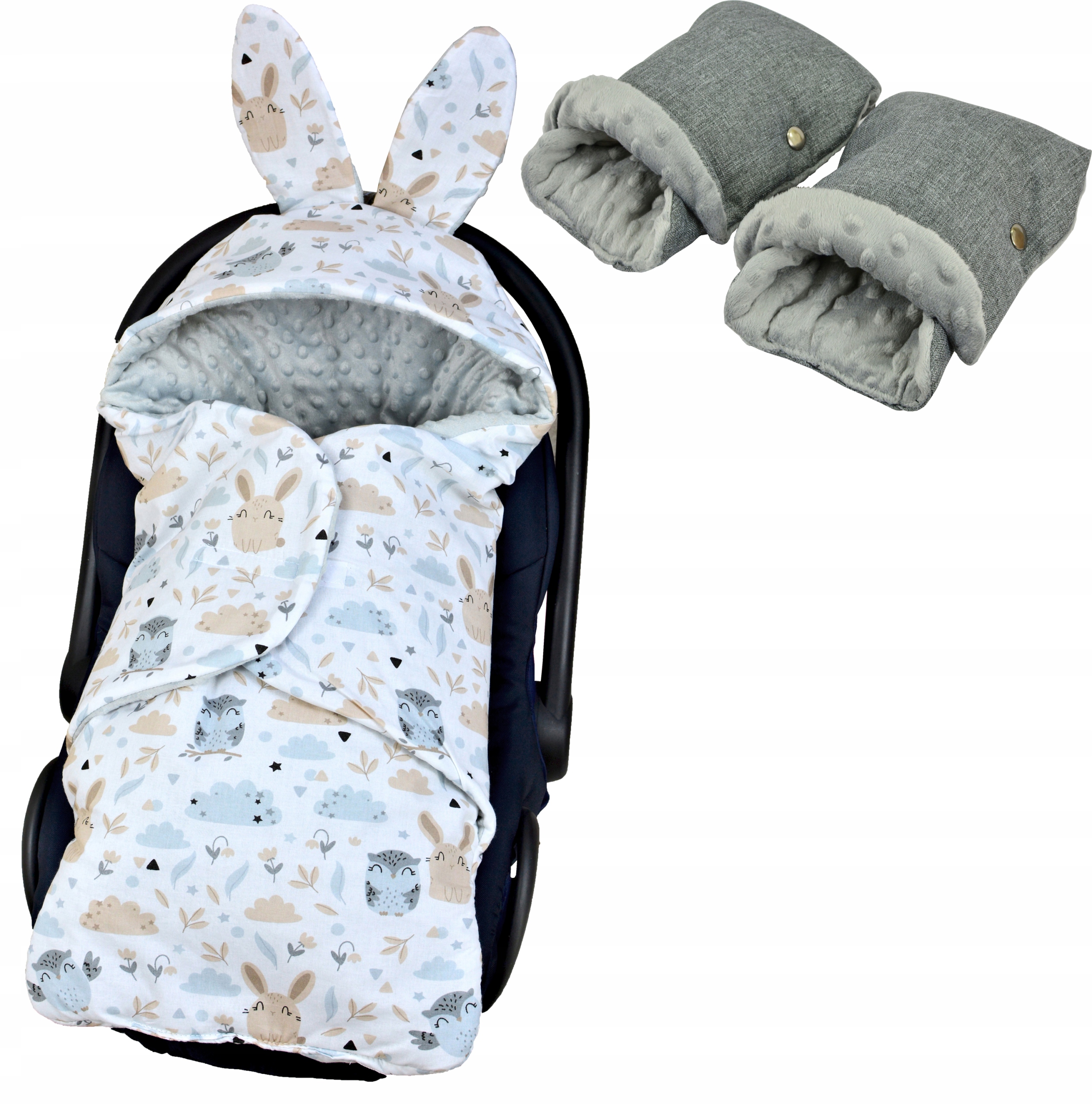 

kocyk otulacz minky fotelika nosidełka kapturkiem