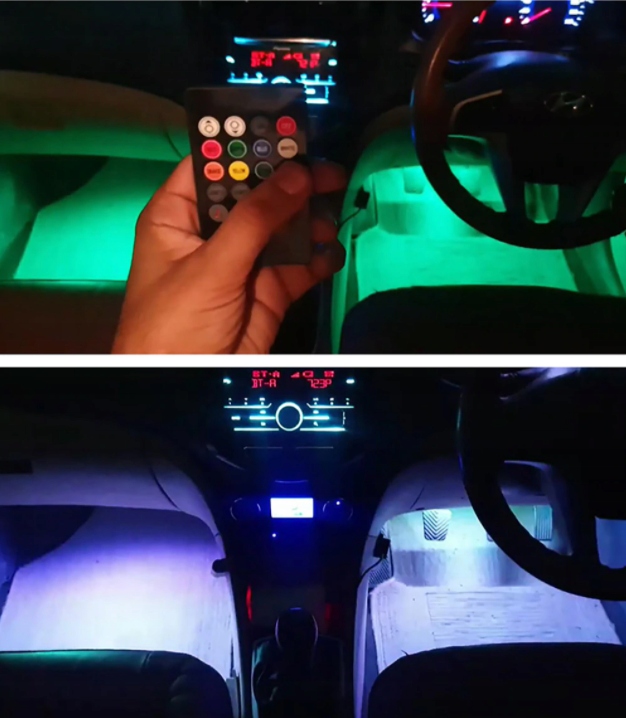 LEDY DO AUTA OŚWIETLENIE WNĘTRZA RGB + PILOT PASKI LED DO KABINY AUTA Producent części Inny