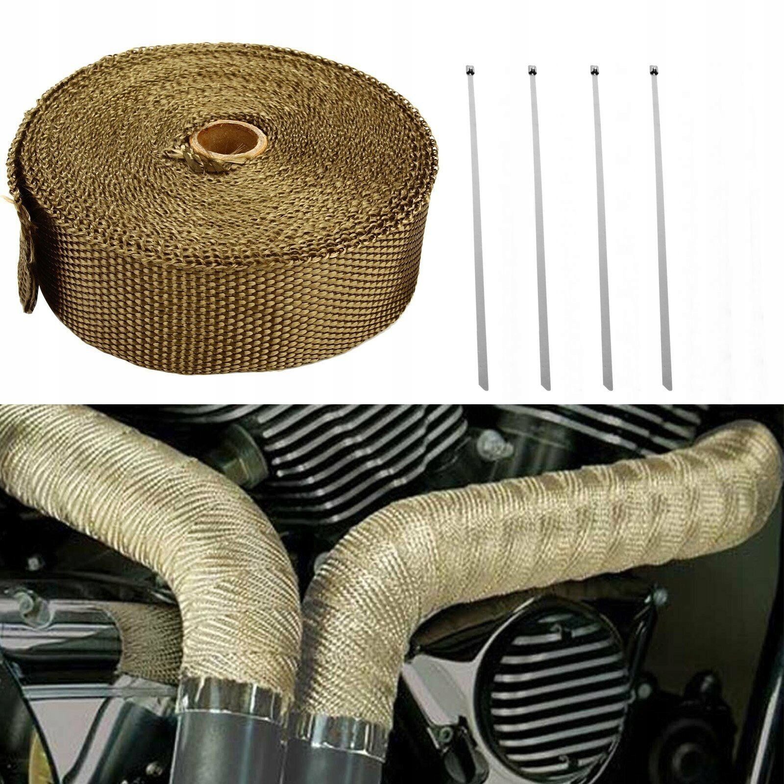 BANDAŻ OSŁONA TAŚMA TERMICZNA KOLEKTOR WYDECH TW 1000°C 5m