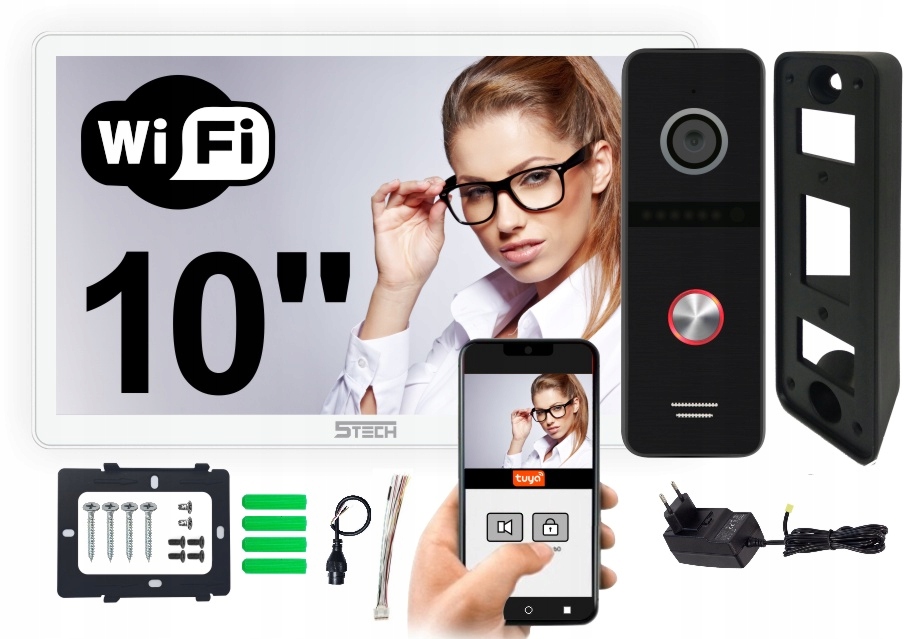 Wideodomofon Wifi 5TECH 10' Verus biały Ahd Dotykowy monitor Aplikacja Tuya