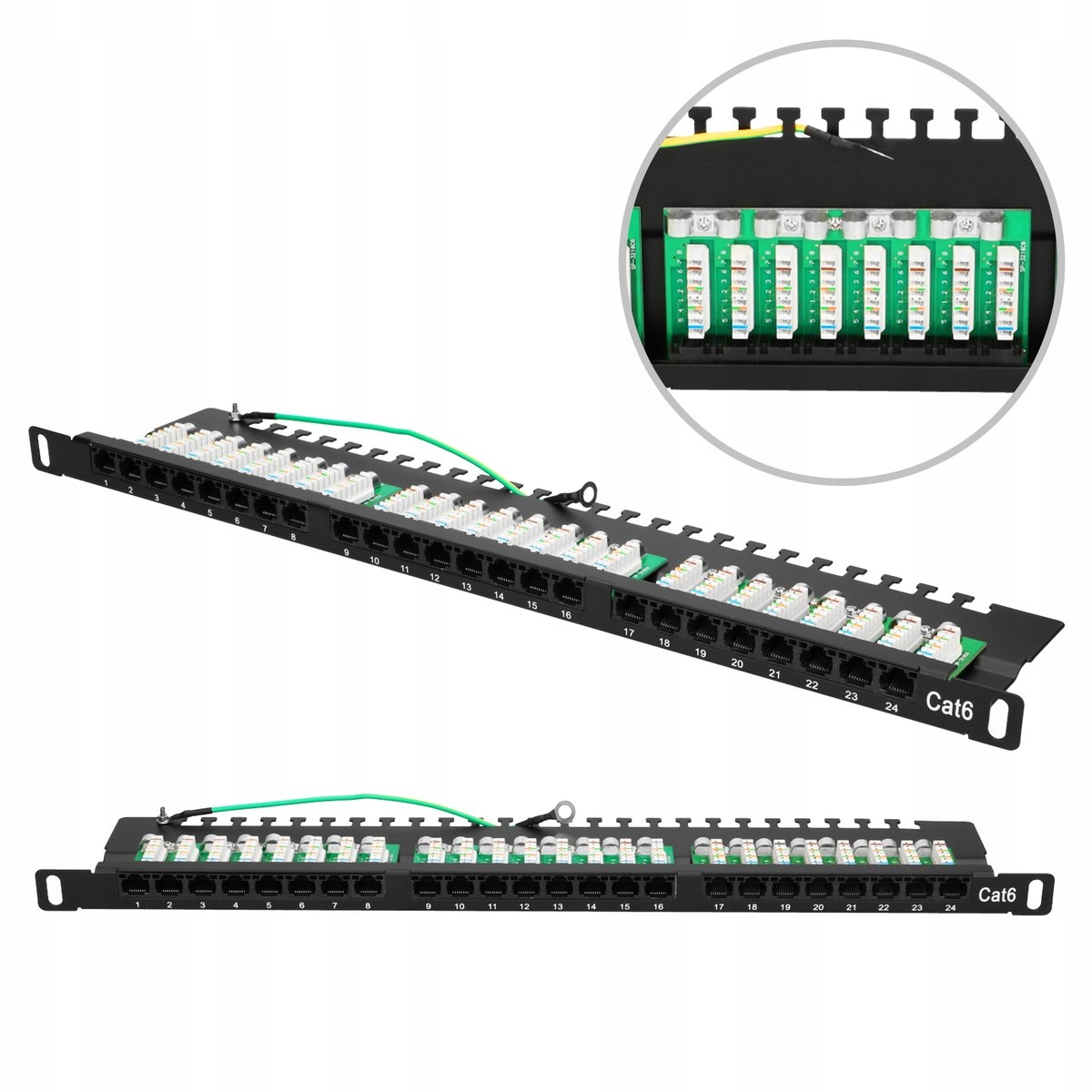 Extralink CAT6 Utp 0,5U Patchpanel 24 portů