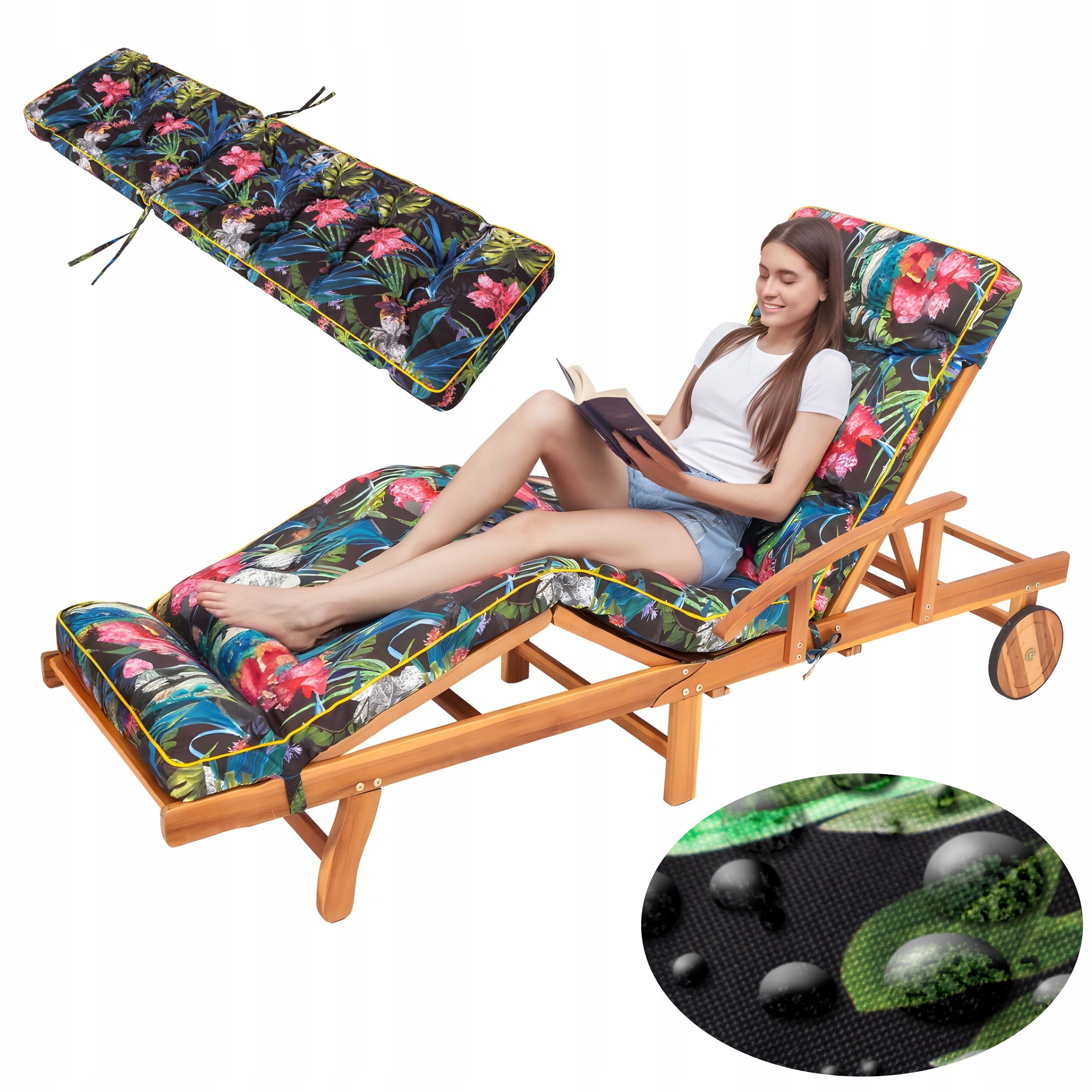 Dlhý vankúš na záhradné ležadlo Vodotesný vankúš na nábytok 201 x 55 cm