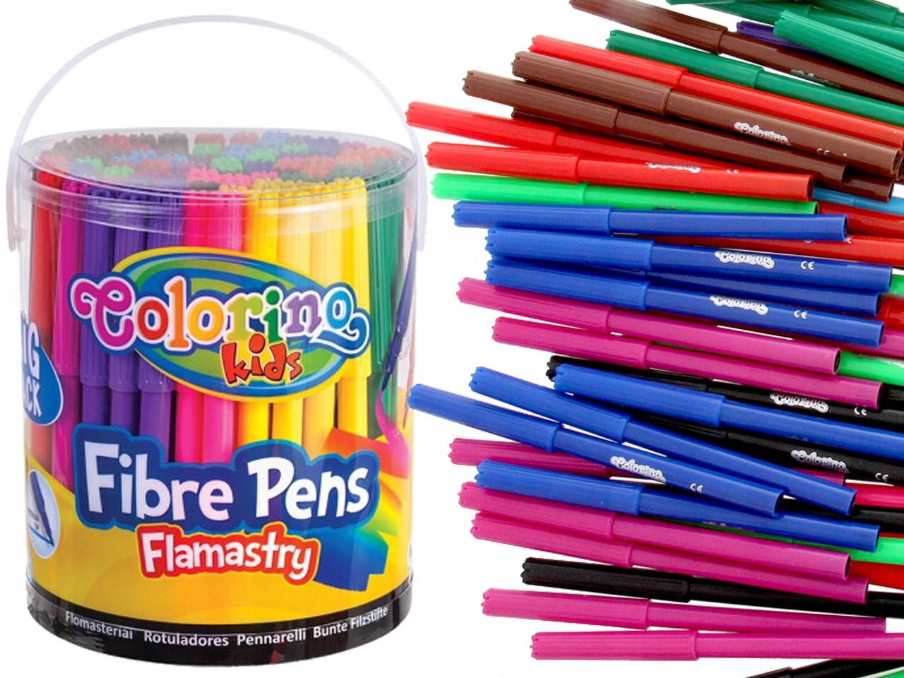COLORINO Flamastry SZKOLNE Mazaki Pisaki 96 sztuk w WIADERKU