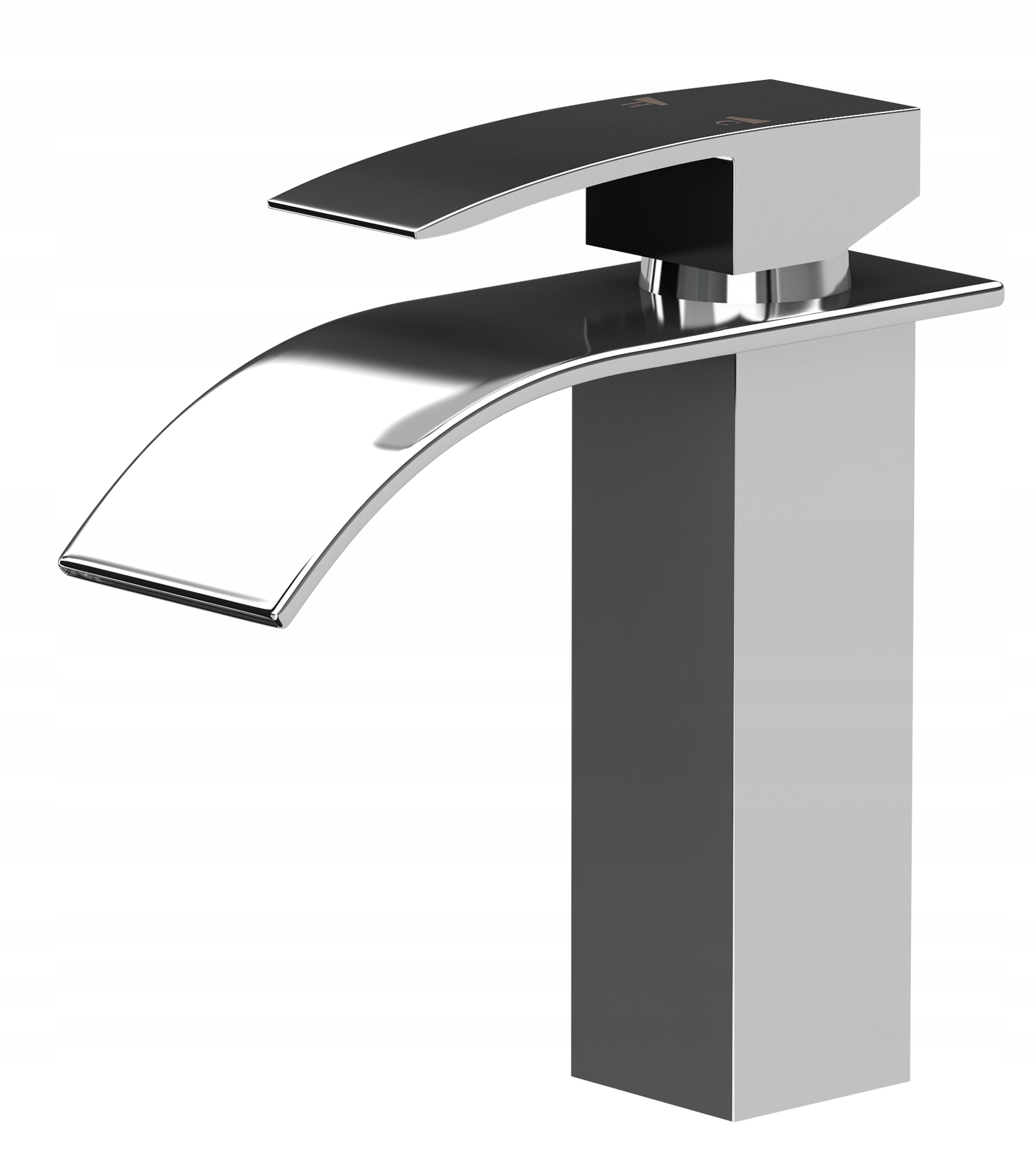 Kúpeľňová Umývadlová Batéria Nízka Kaskáda Vodopád Strieborná Elva