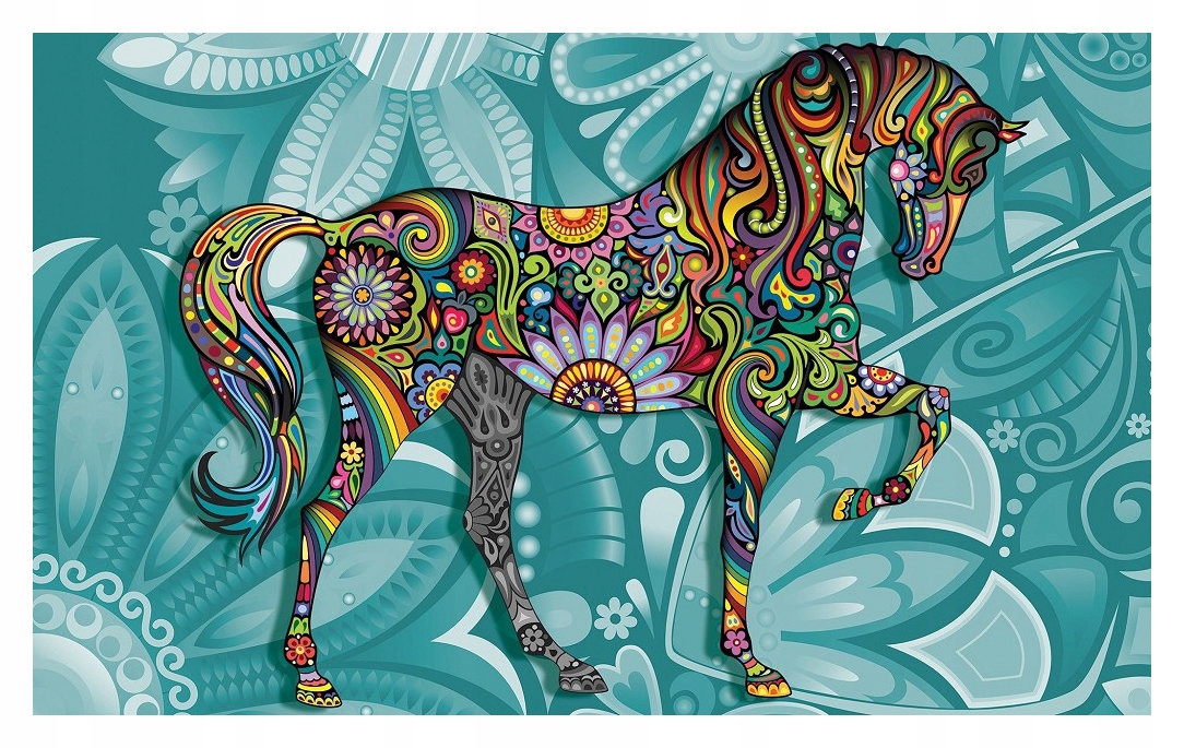 Vliesová fototapeta Kôň kvetinový vzor energia do interiéru 416x254 lepidlo