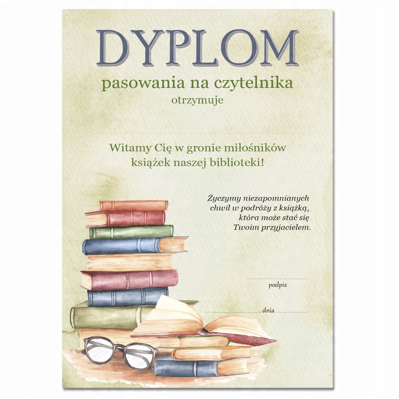 

Dyplom Pasowania Na Czytelnika biblioteka