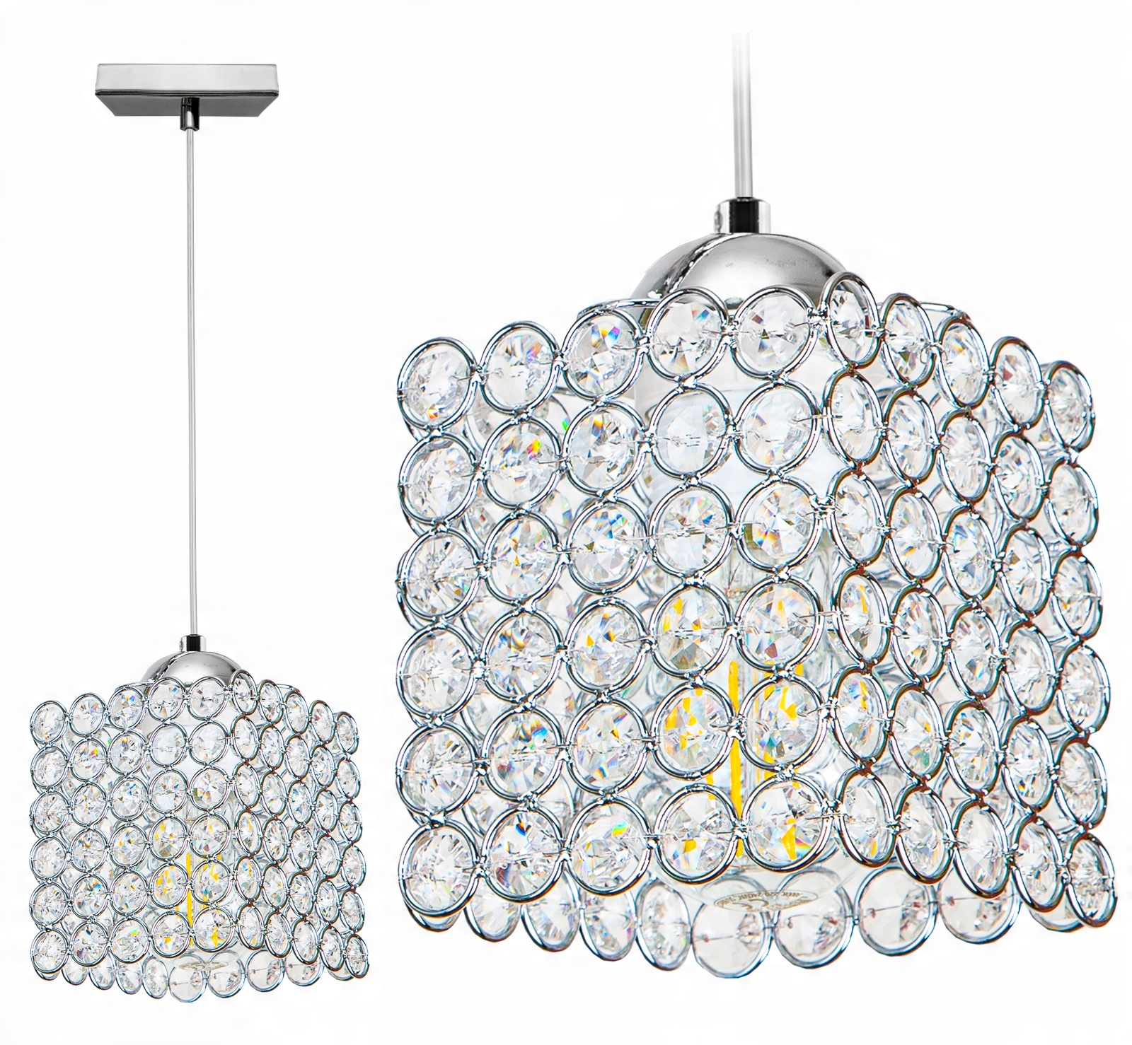 

Lampa Wisząca Plafon Żyrandol Kryształki Chrom Led