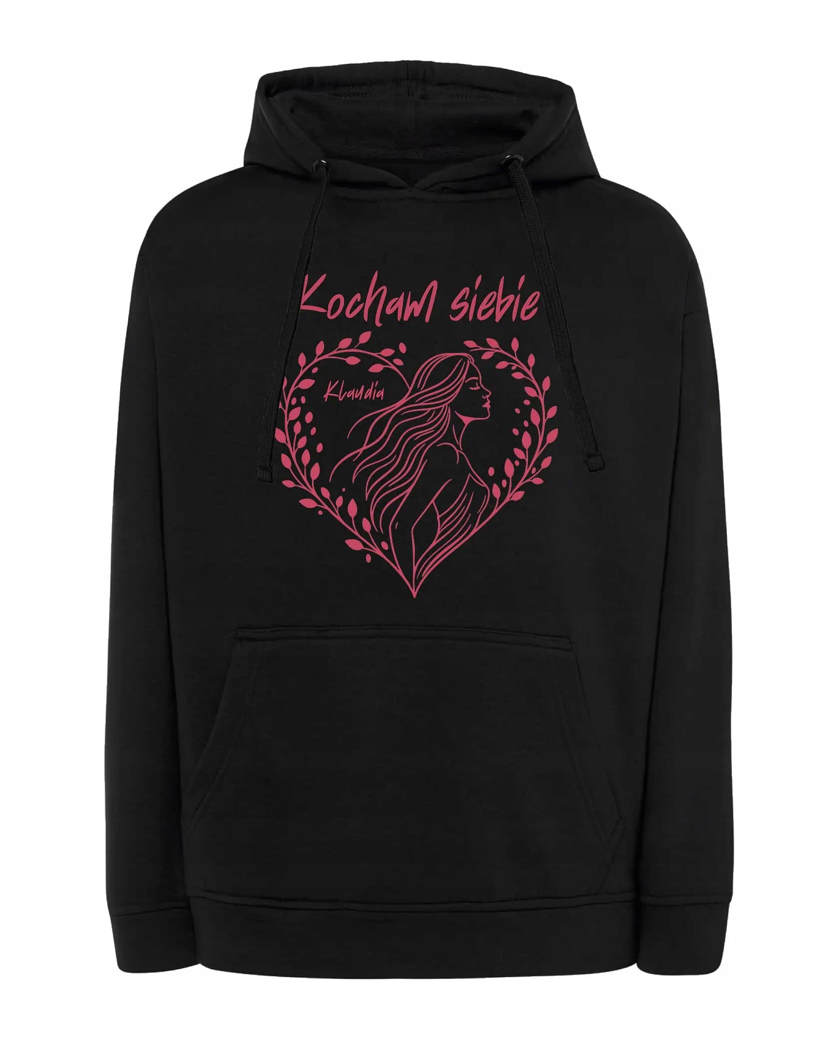 Mikina s kapucí Personalizovaná Den žen Miluji sebe Černá M