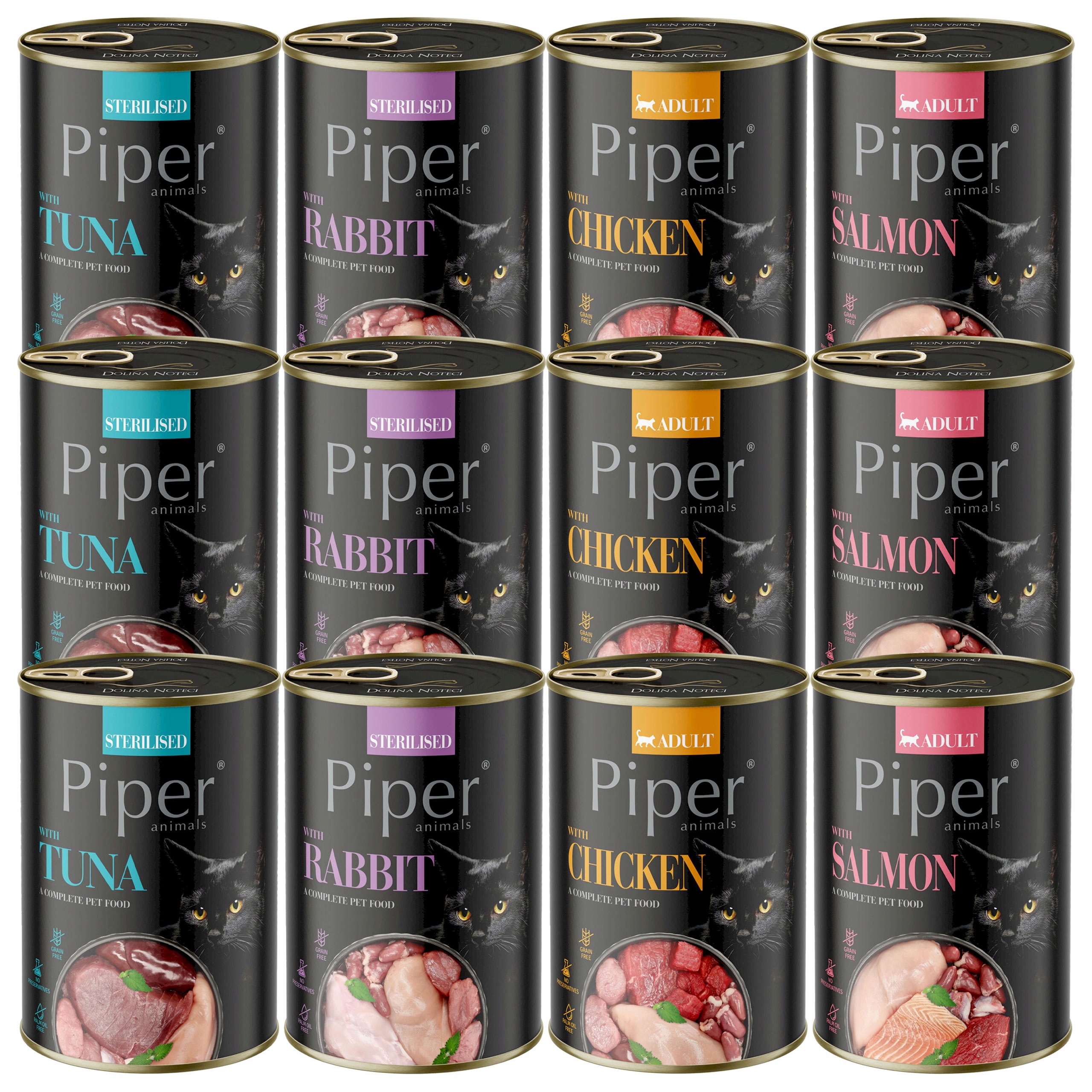 Levně Piper Krmivo mokré pro kočky Dolina Noteci mix chutí 12 x 400 g bez obilovin