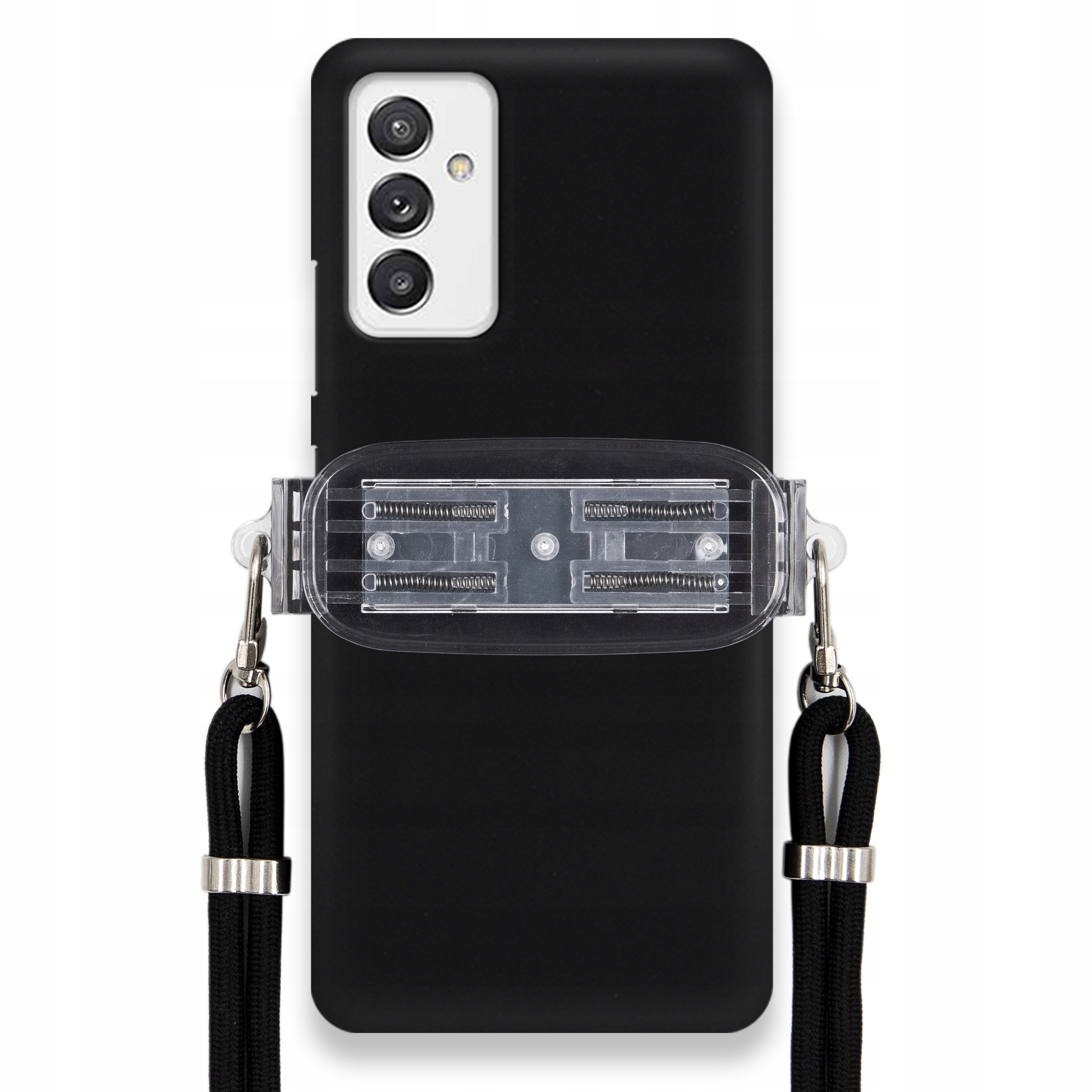 Puzdro Pre Samsung A82 5G Smooth Čierne Puzdro Univerzálny Držiak Čierna Šnúrka
