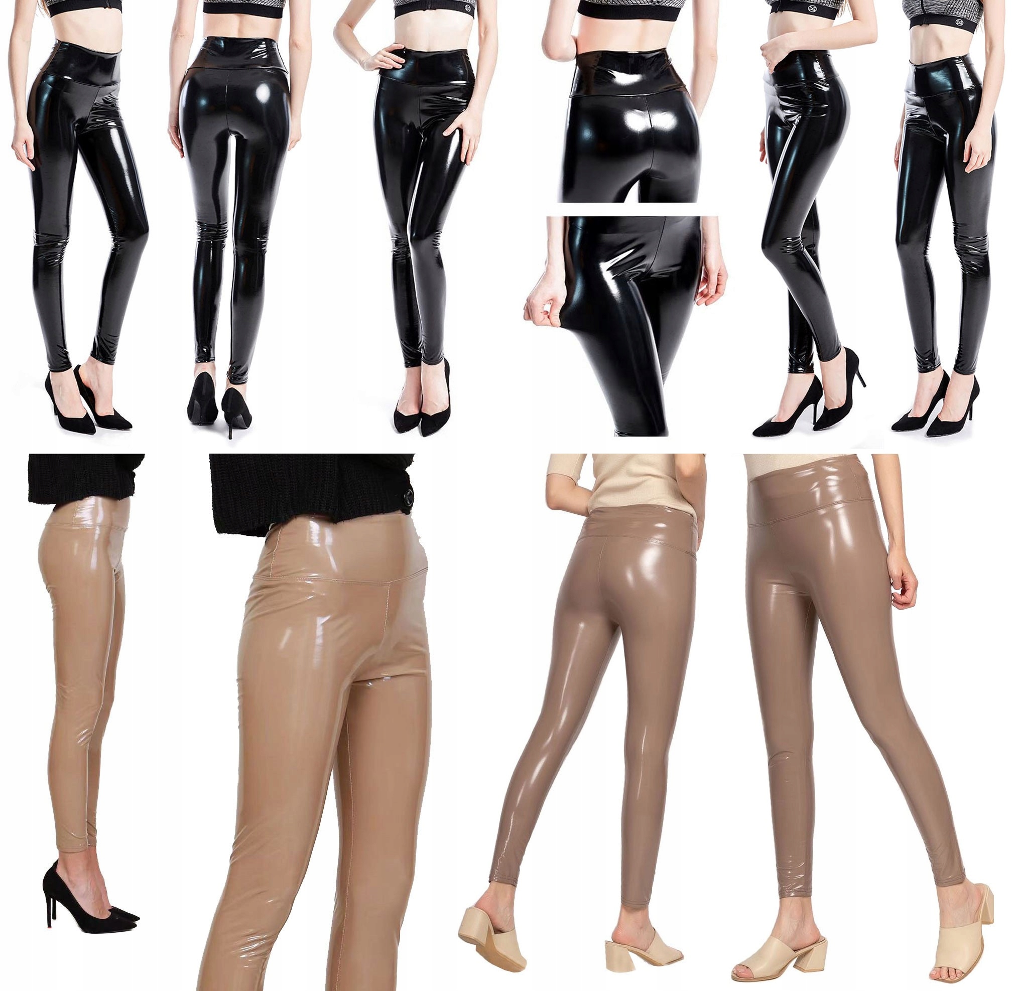 LEGGINSY WINYLOWE GETRY WINYL SPODNIE RURKI LATEKS Stan (wysokość w pasie) wysoki
