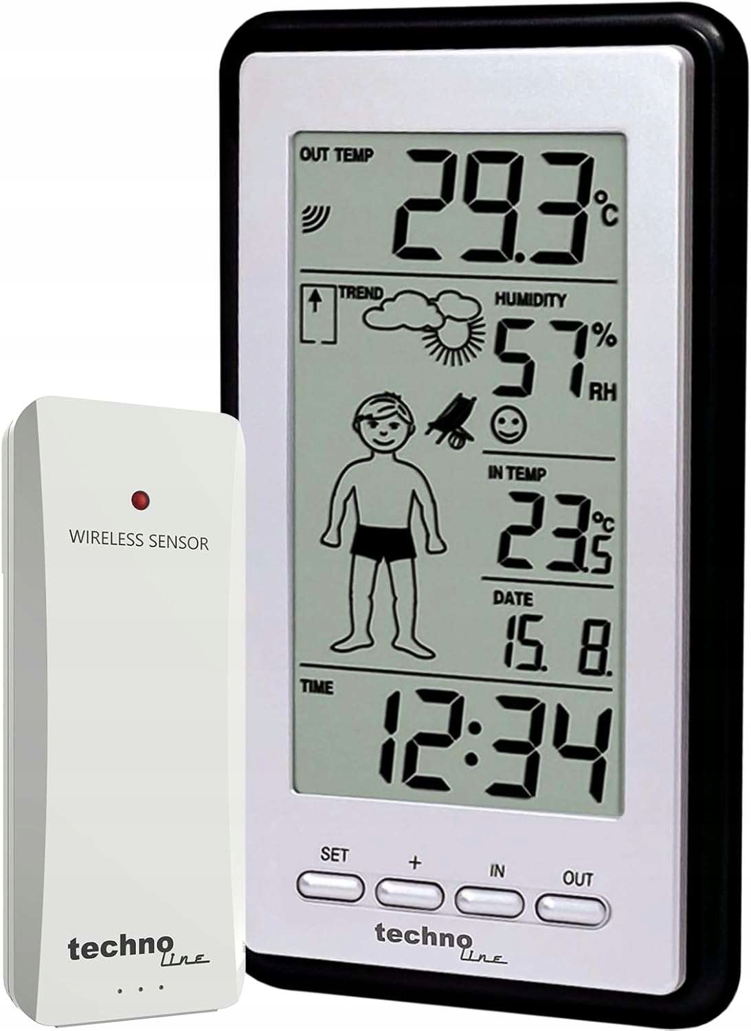 Technoline Stacja pogodowa Ws 9632 z prognozą Dcf i czujnikiem zewnętrznym
