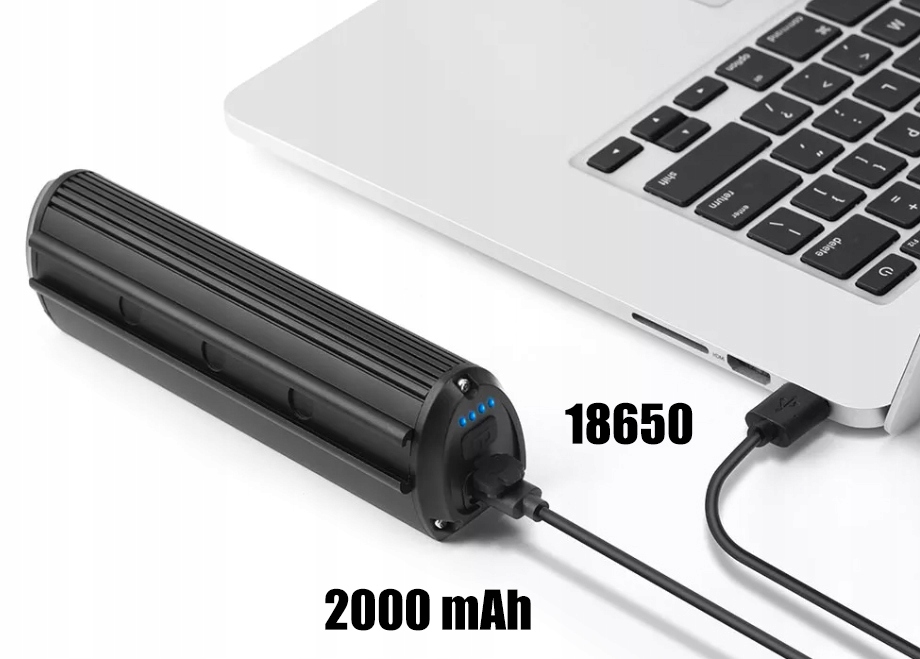 LAMPKA ROWEROWA LED PRZÓD MOCNA 3xLED 900lm Zasilanie akumulator