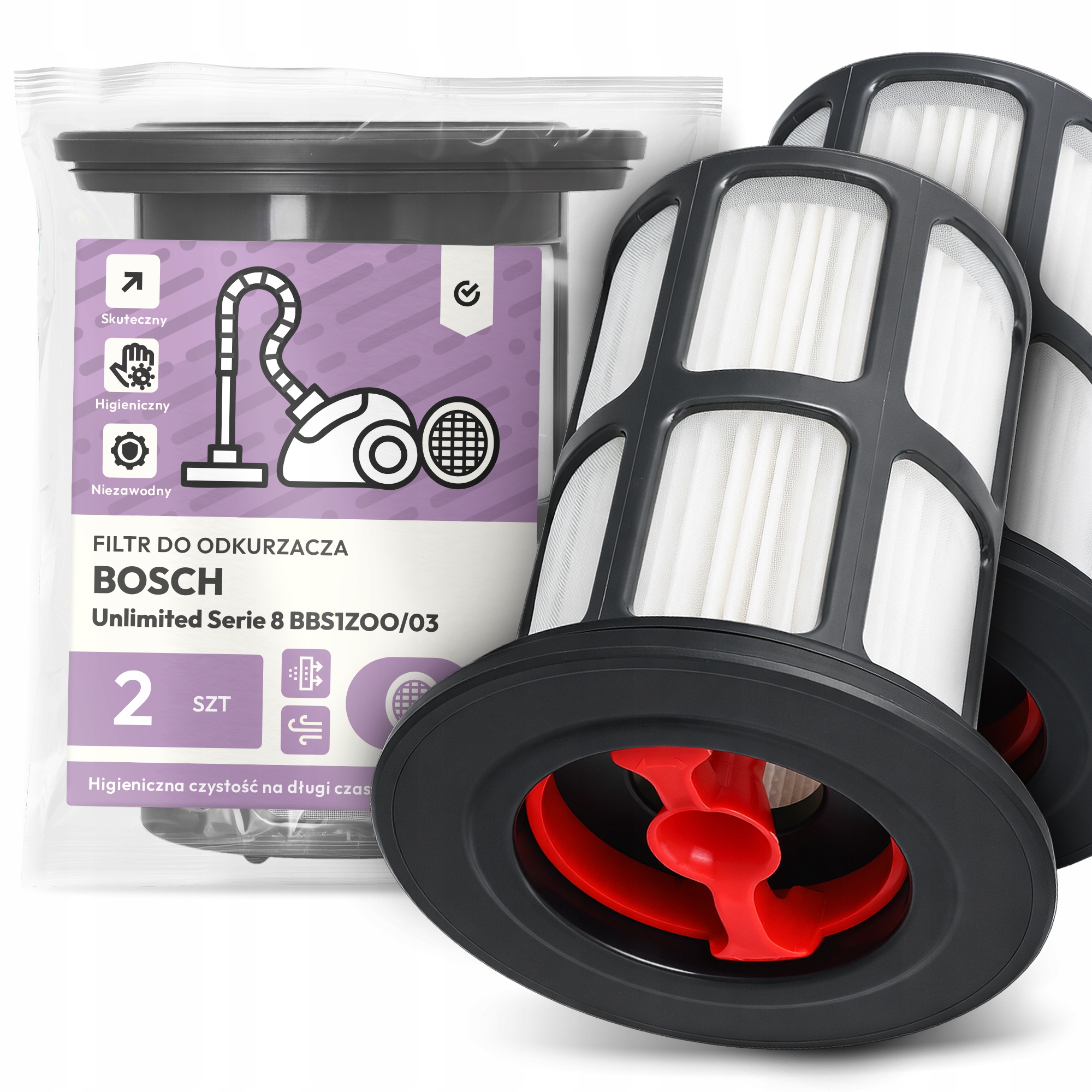 2x Filtr Do Vysavače Bosch Unlimited Serie 8 BBS1ZOO/03 Hepa Filtry Em-w