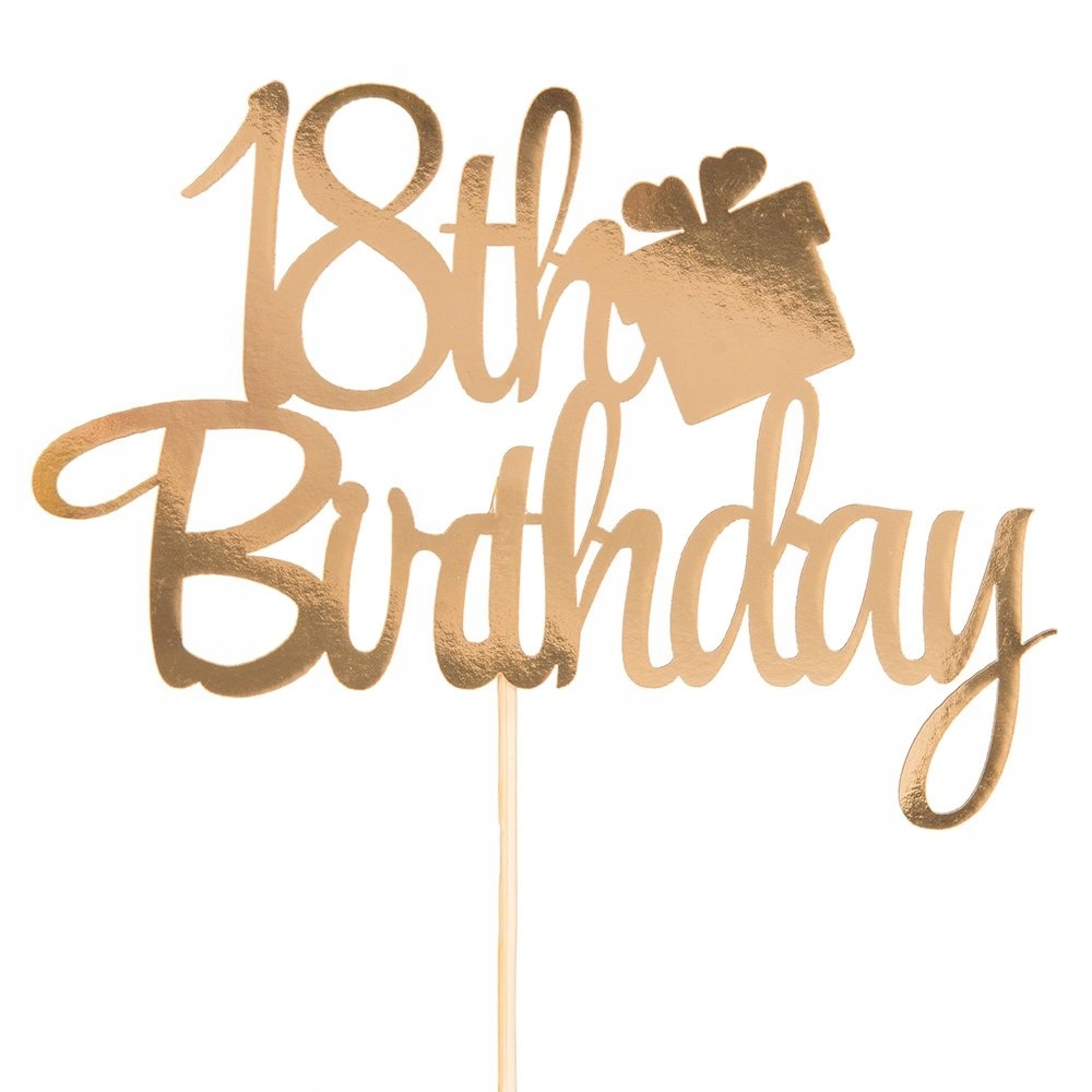 

Topper 18 Birthday Urodziny Złoty na tort