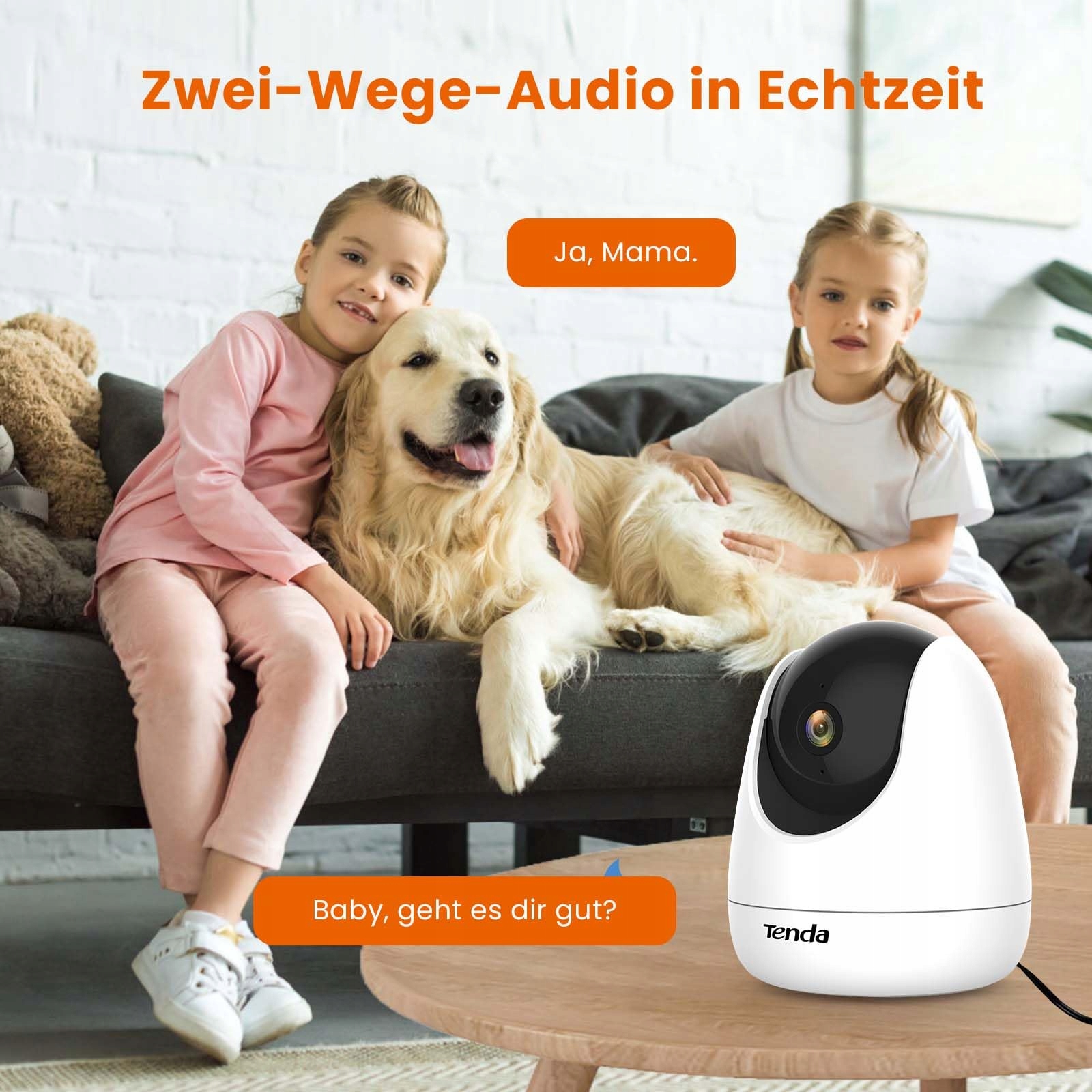 TENDA CP3 Kamera Wewnętrzna 1080p WiFi 360° 12m Nocny Detekcja Ruchu — miniatura 2