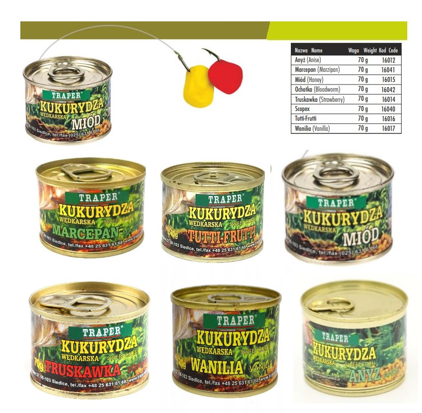 Kukurydza Traper 70g Zestaw 8 szt Mix Smaków