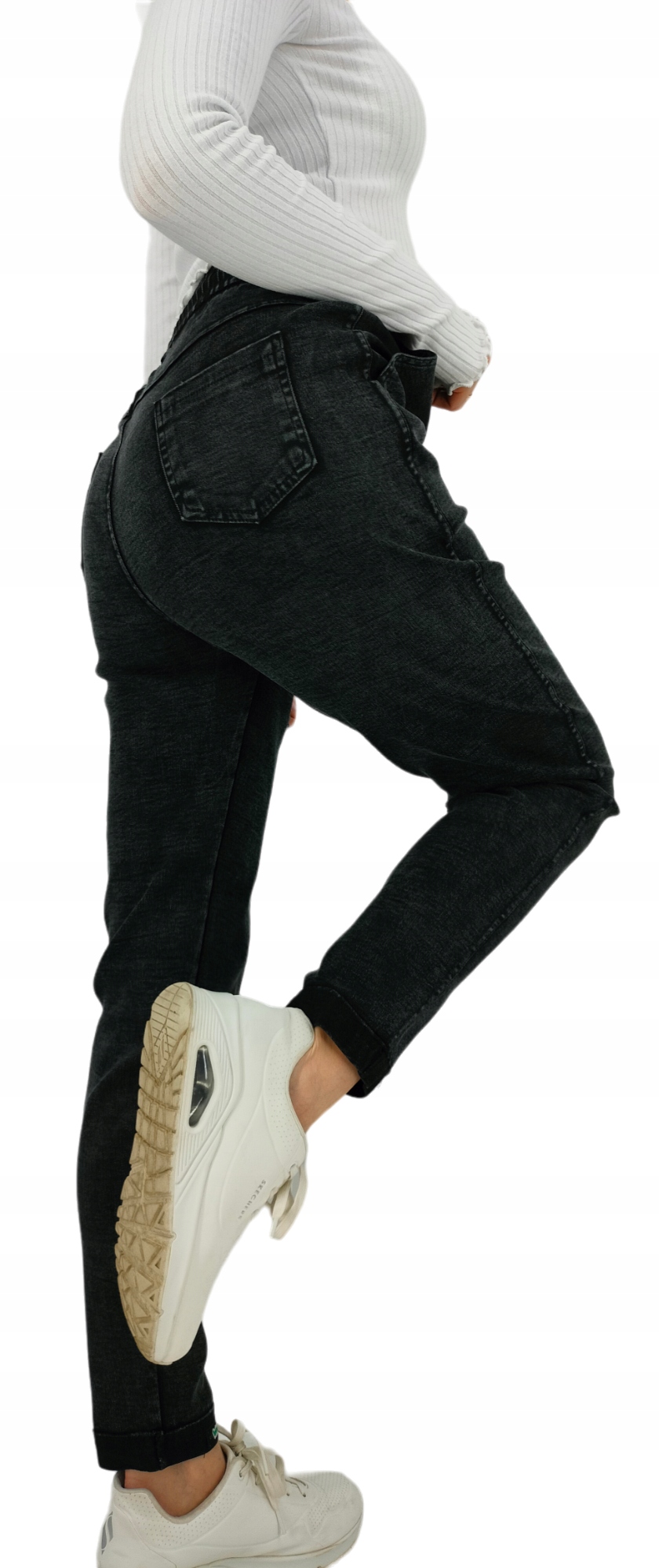 Spodnie Jeansowe Damskie Jeansy Wysoki Stan Wygodne Rozmiar L