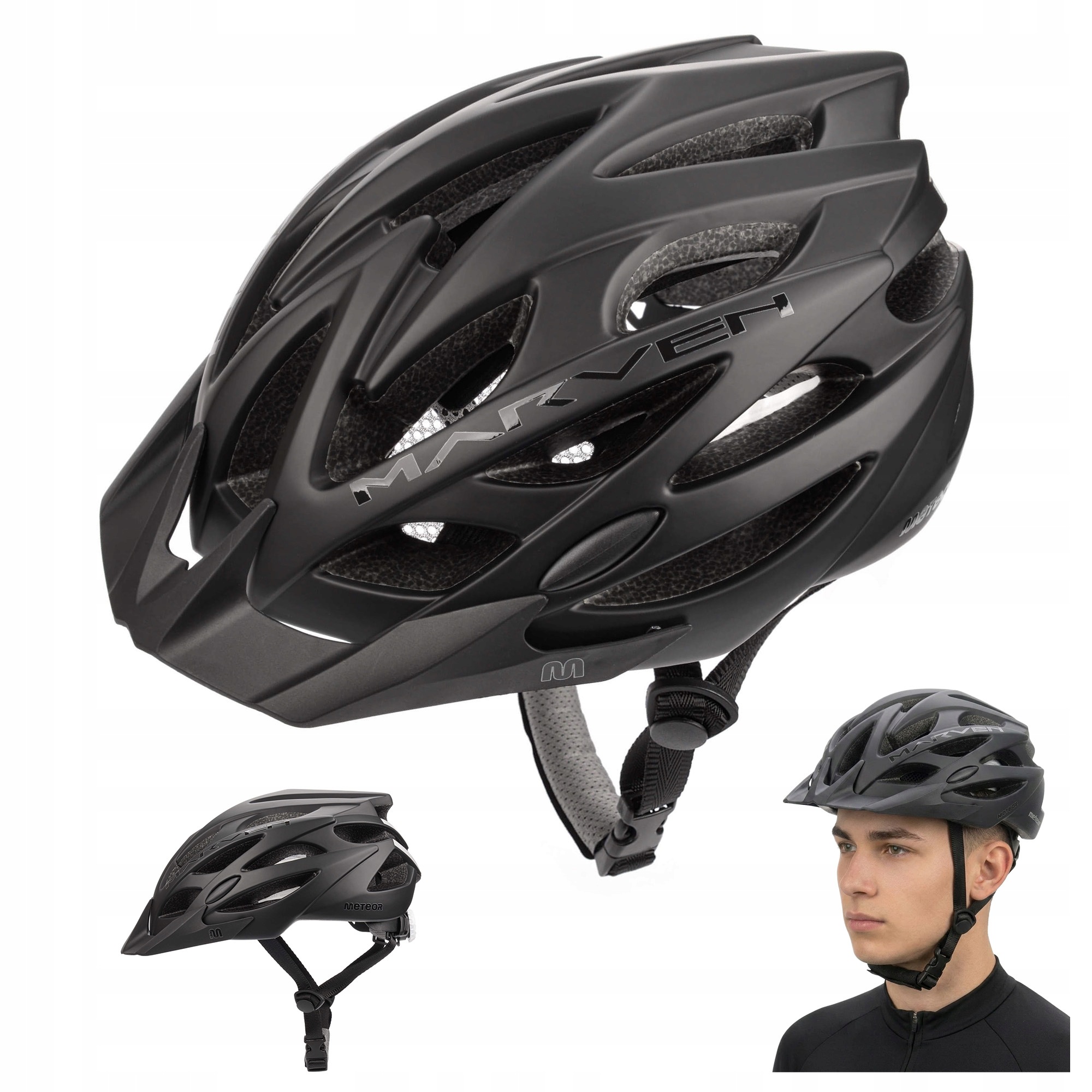 Lehká nastavitelná cyklistická přilba na kolo s kšiltem Meteor Marven L 58-61 cm
