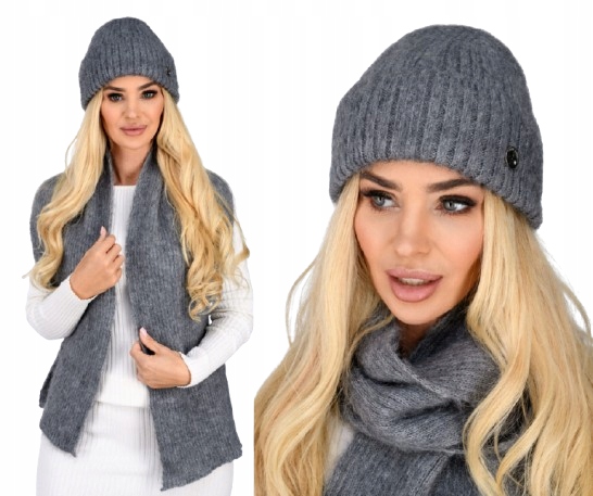 Dámský komplet čepice a zimní šála typu mohér zimní