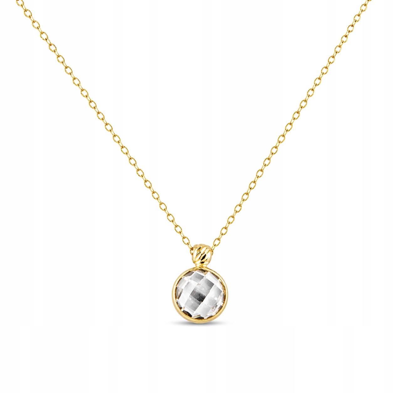 Zlatý náhrdelník 585 s bílou zirkonií 4 mm a diamantovou kuličkou 45 cm, dámský