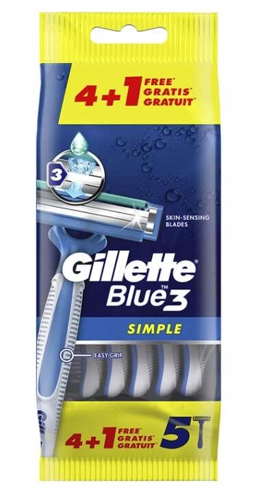 

Gillette, Blue Simple 3, maszynki do golenia, 5szt