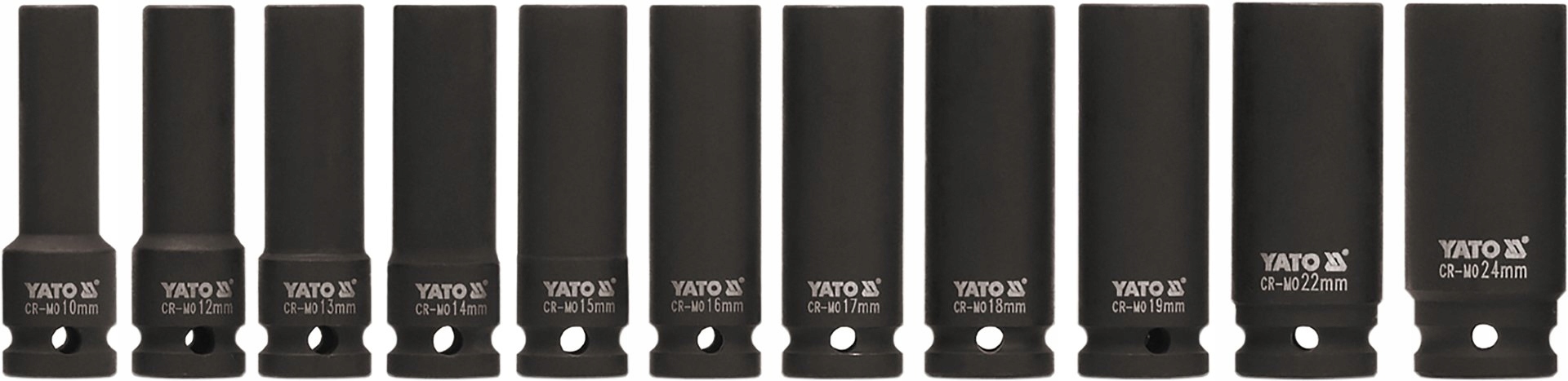 Nasadki udarowe głębokie 11szt. 1/2'' 10-24mm YT-1054