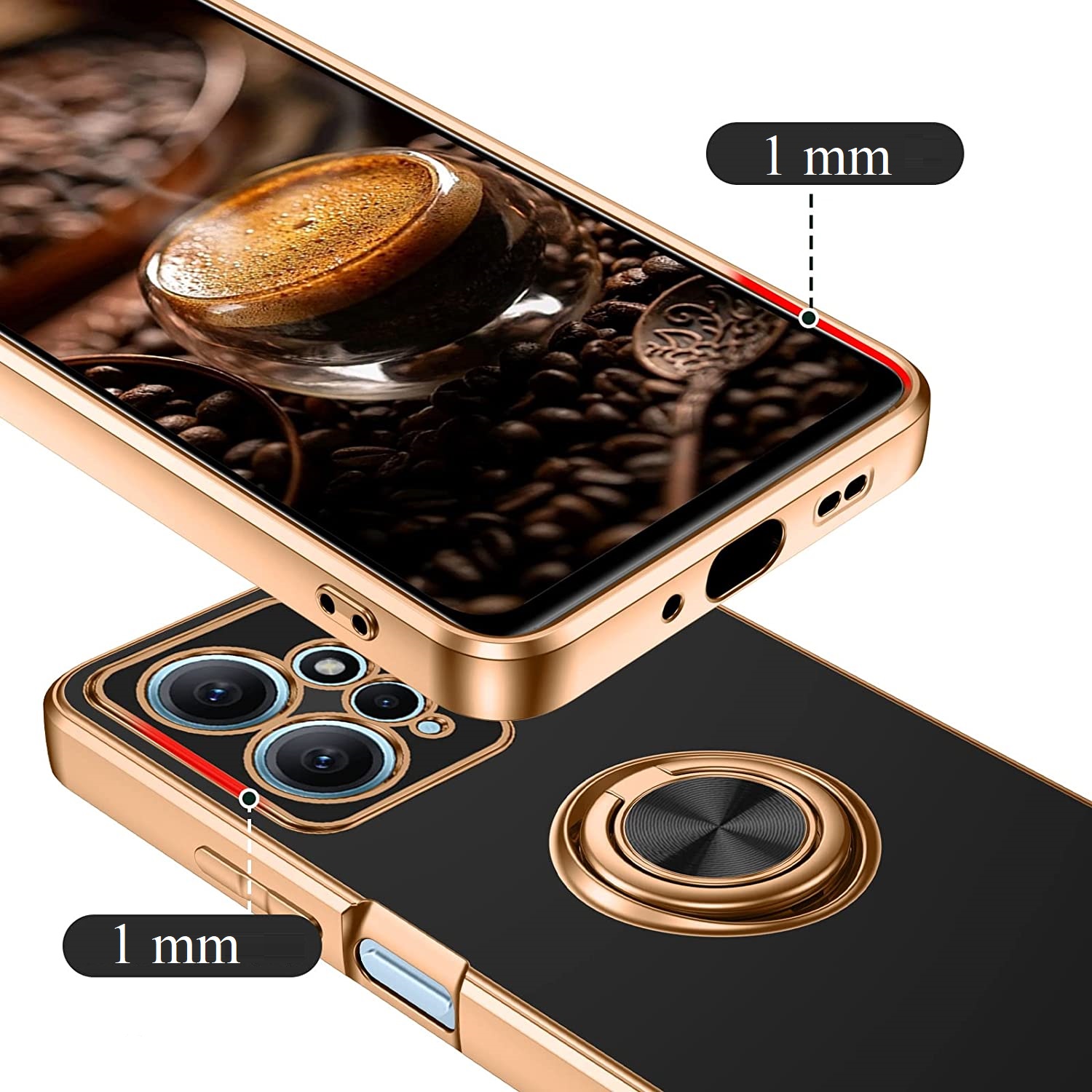 Etui Lux Plating Ring do Xiaomi Redmi Note 12 4G + SZKŁO Kolekcja PLATING RING