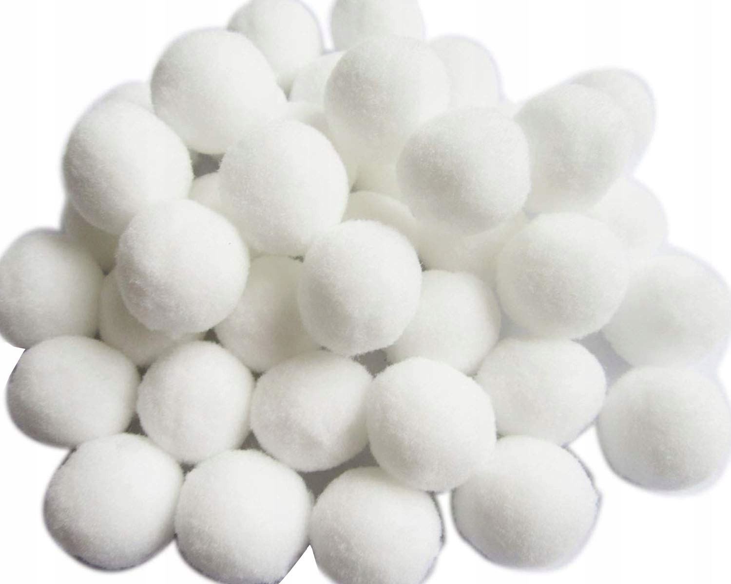 

50 pomponów białe kuleczki śnieżynki Pompony