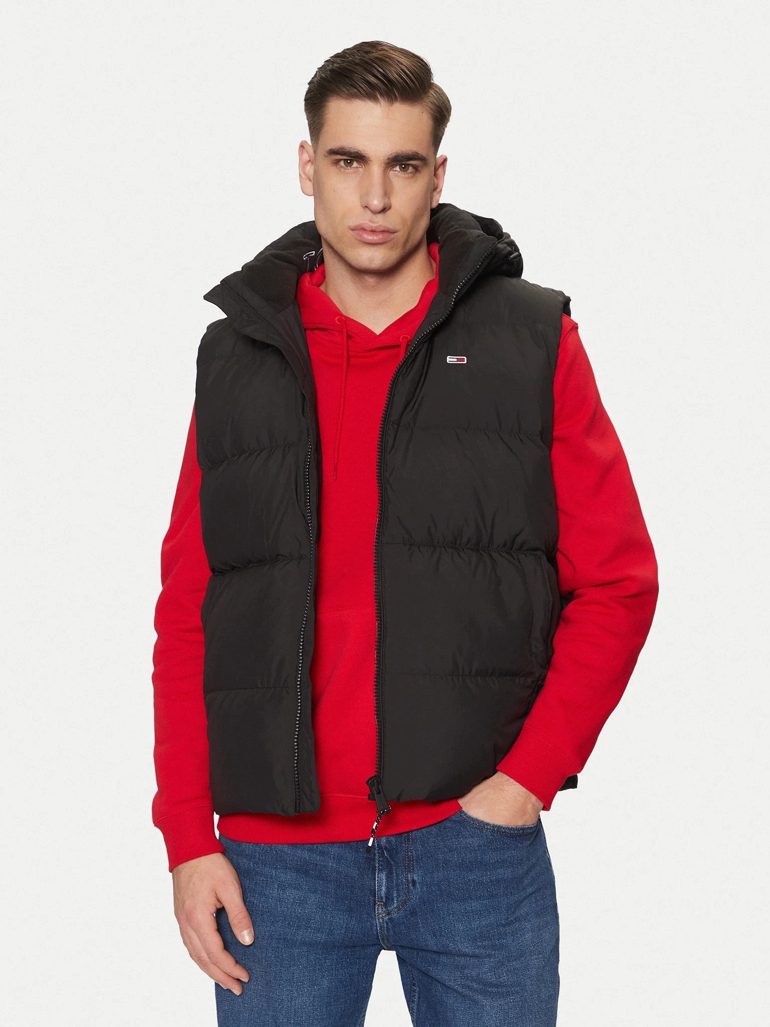 Tommy Hilfiger Černá Ležérní Vesta Se Zipem A Kapucí 7FA