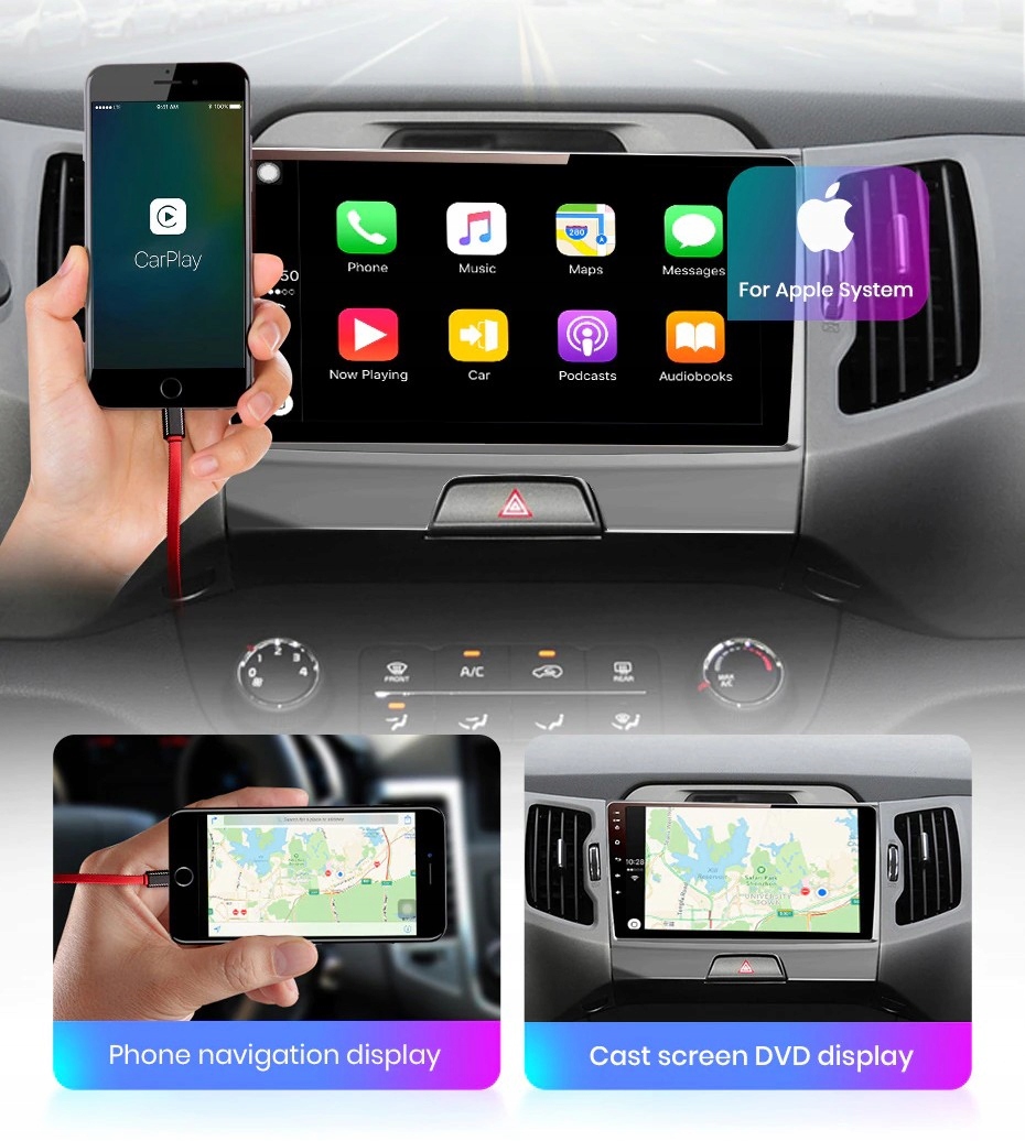 Radio ANDROID 12 KIA Sportage 3 GPS WiFi 2010-16 Rodzaje odtwarzanych nośników karta microSD karta SD USB