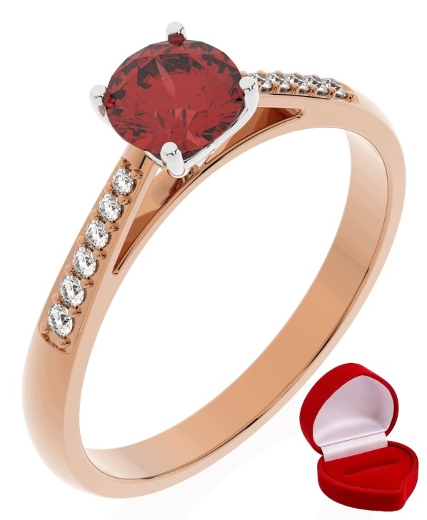 Zlatý Prstýnek 585 14k Rubín 0,50 ct Růžové Zlato R14