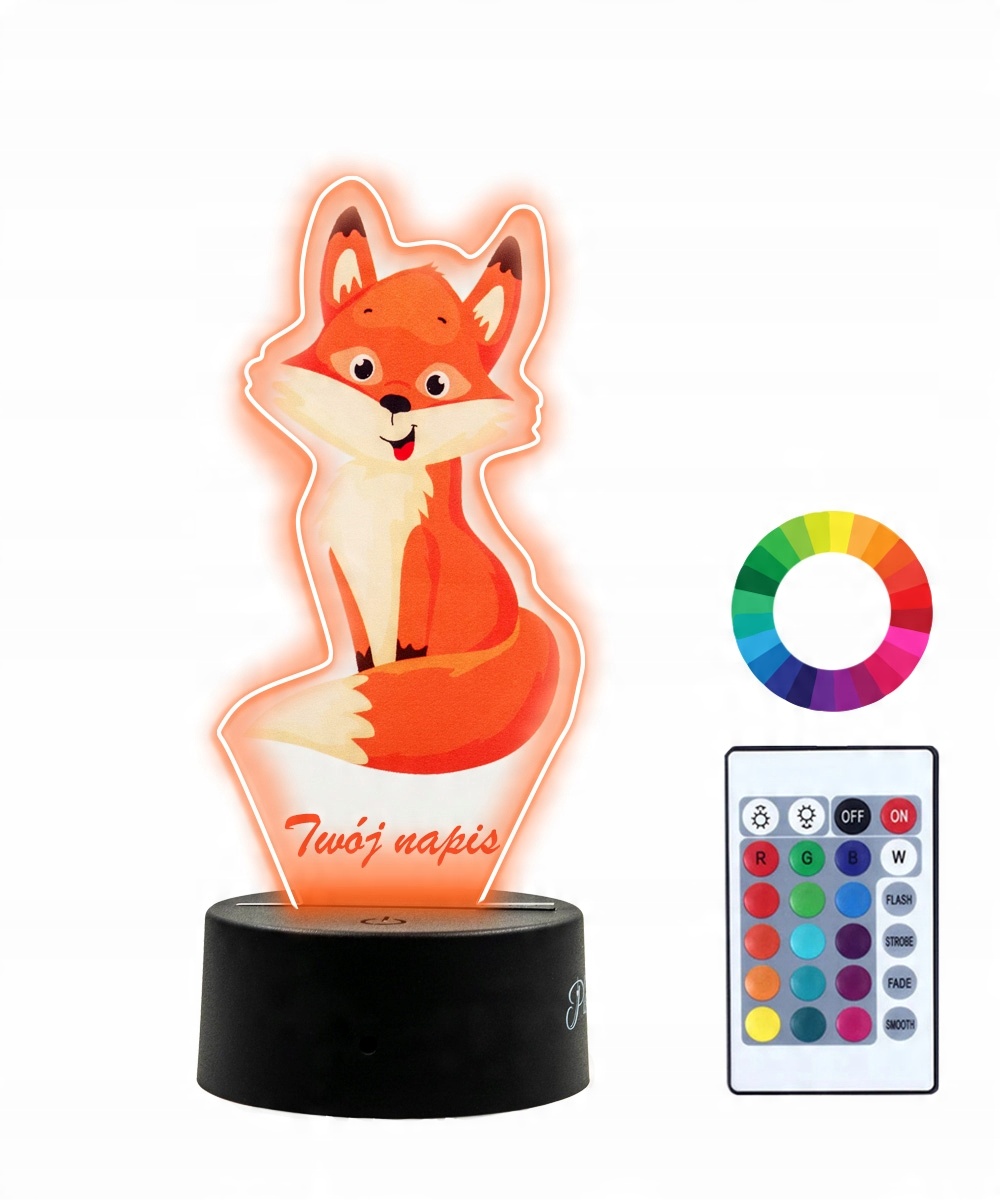 

Lampka Nocna z Nadrukiem 3D Led Lis Imię