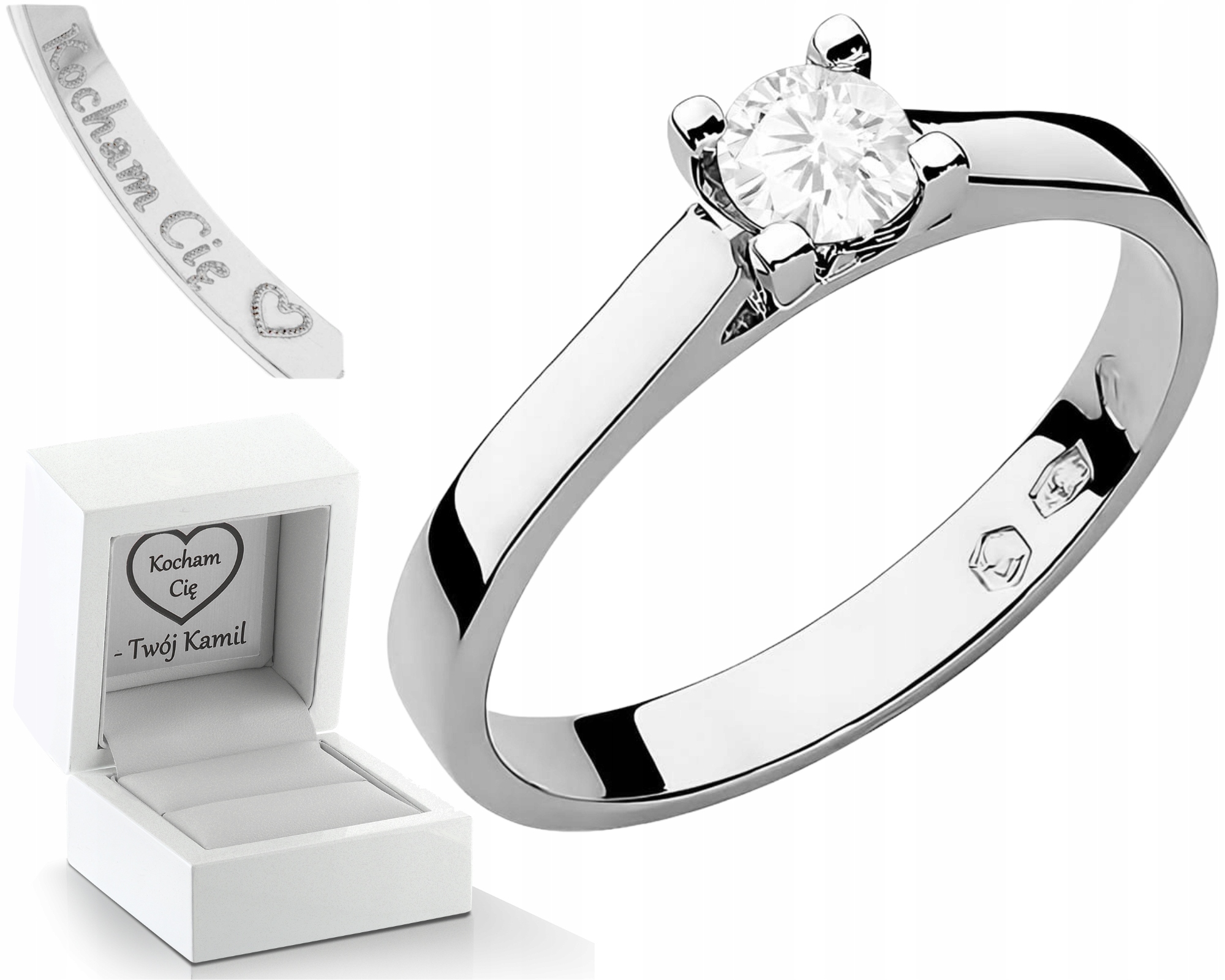 Bílé Zlato Prstýnek S Laboratorním Diamantem Zlato 585 Dárek Gravírování