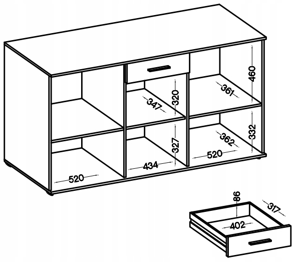 Meblościanka EMMA+komoda oświetlenie LED, 3 kolory Wykończenie matowe