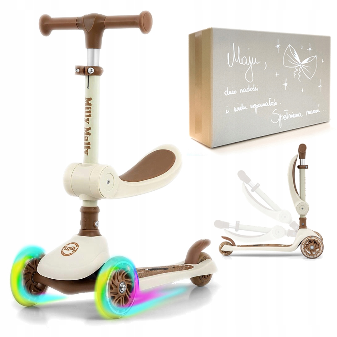 Hulajnoga z siedziskiem Trójkołowa dla dwulatki Jeździk 2w1 18m+