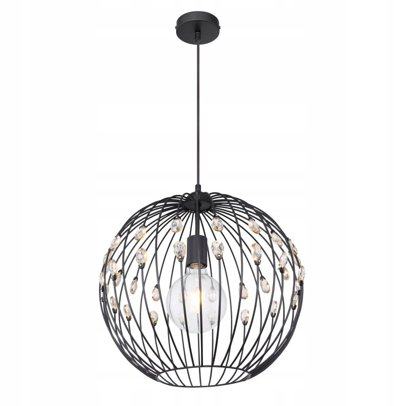 Černá kovová závěsná lampa Hanako do ložnice