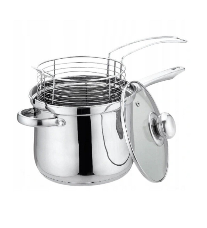 

Stalowy Garnek Rondel Do Smażenia Z Koszykiem 3,6L