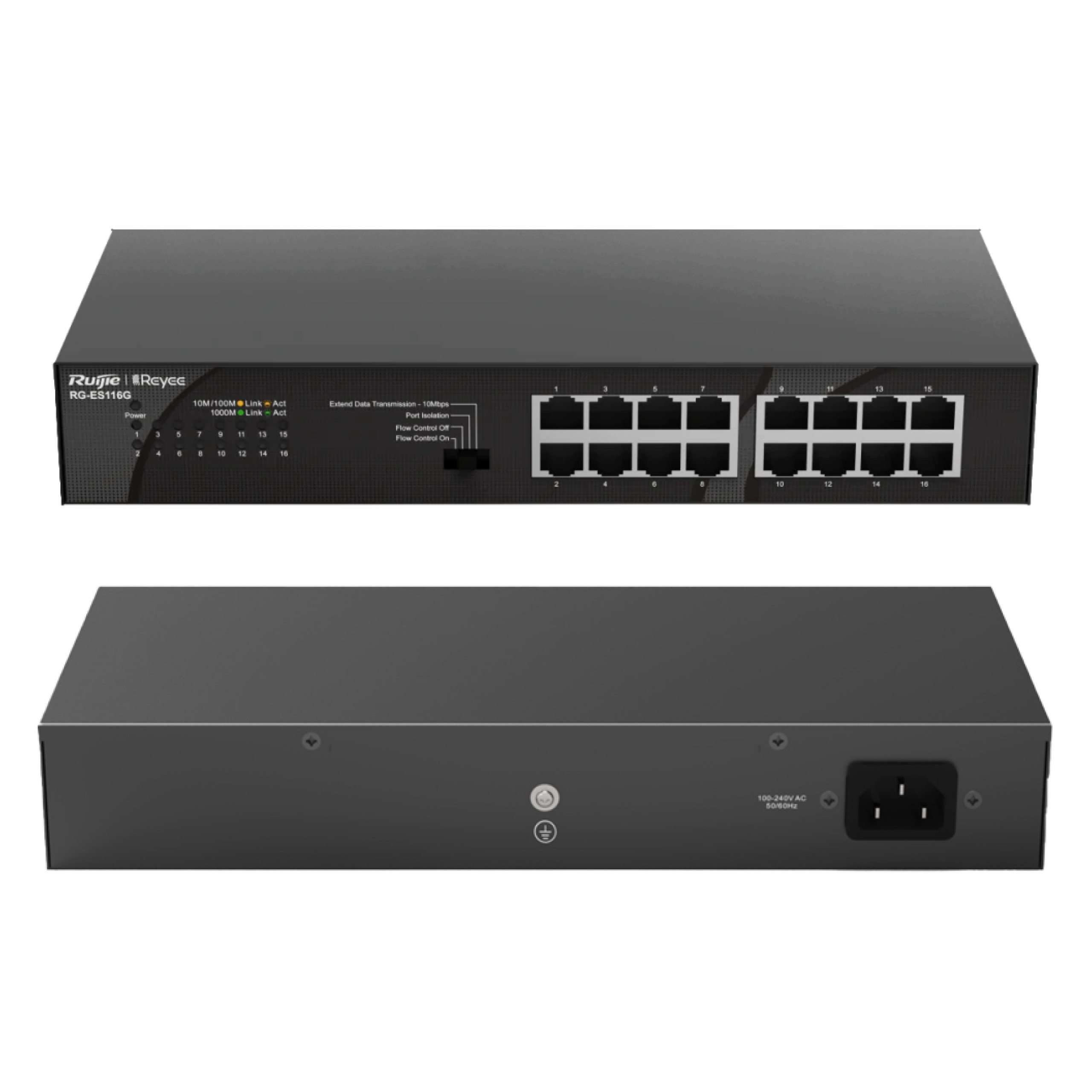 Reyee RG-ES116G Nespravovateľný PREPÍNAČ,16PORT, Rack/desktop, Gigabitový Ethernet