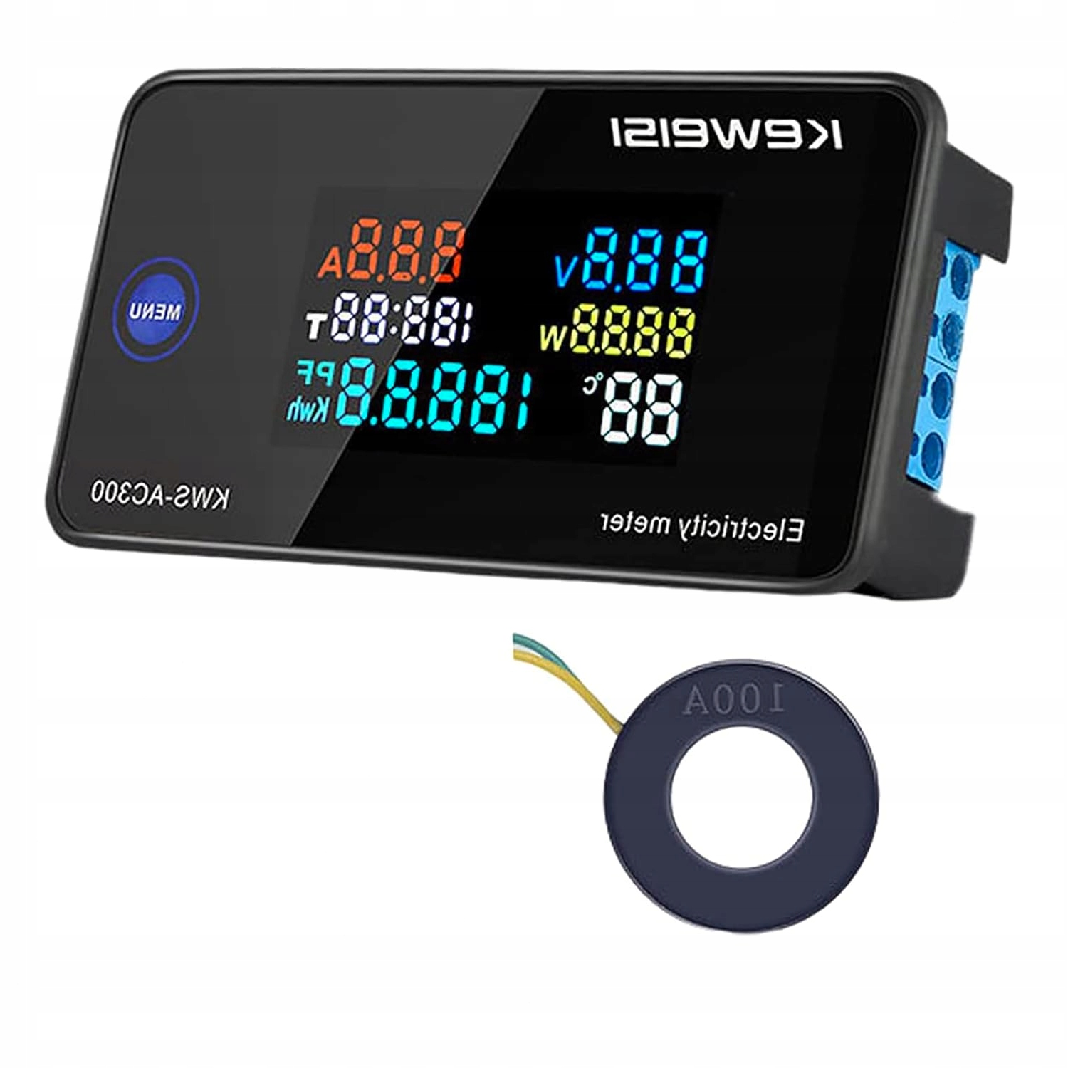 INTELIGENTNY MIERNIK ENERGII LCD AC300-100A WOLTOMIERZ AMPEROMIERZ