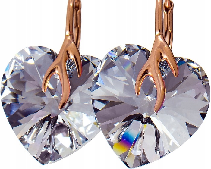 Krystaly Náušnice Srdce Comet Rose Gold