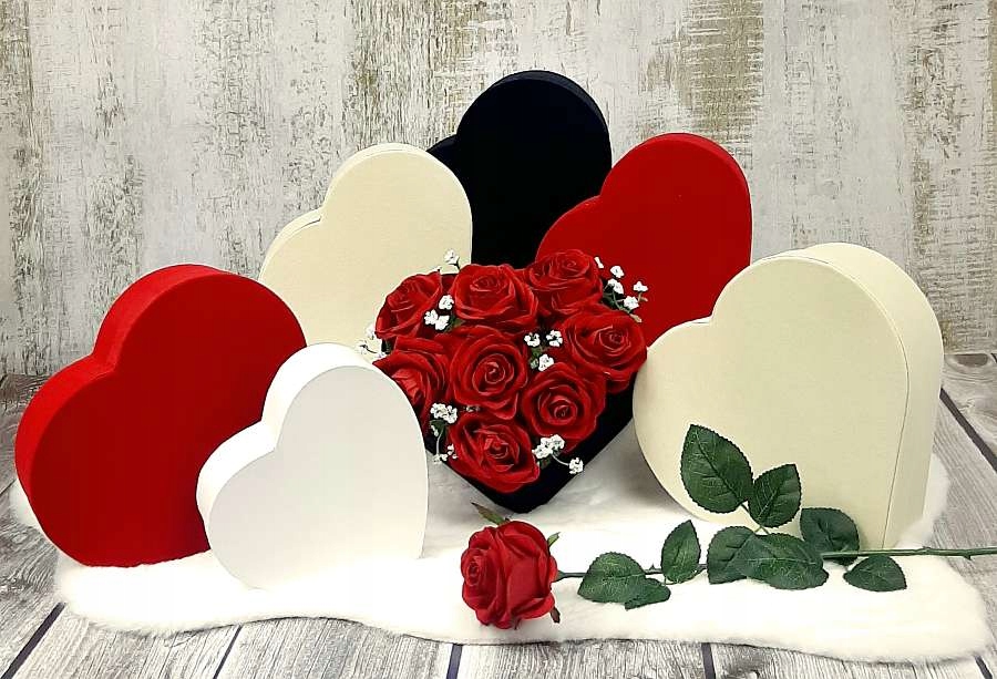 Flower Box welur serce 9x26 cm CZERWONE + wkład Kod producenta ART17982