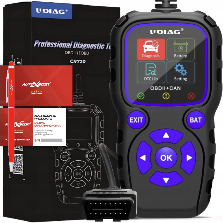 Diagnostický Tester Udiag CR720 Test Nabíjení Pro Polský Jazyk