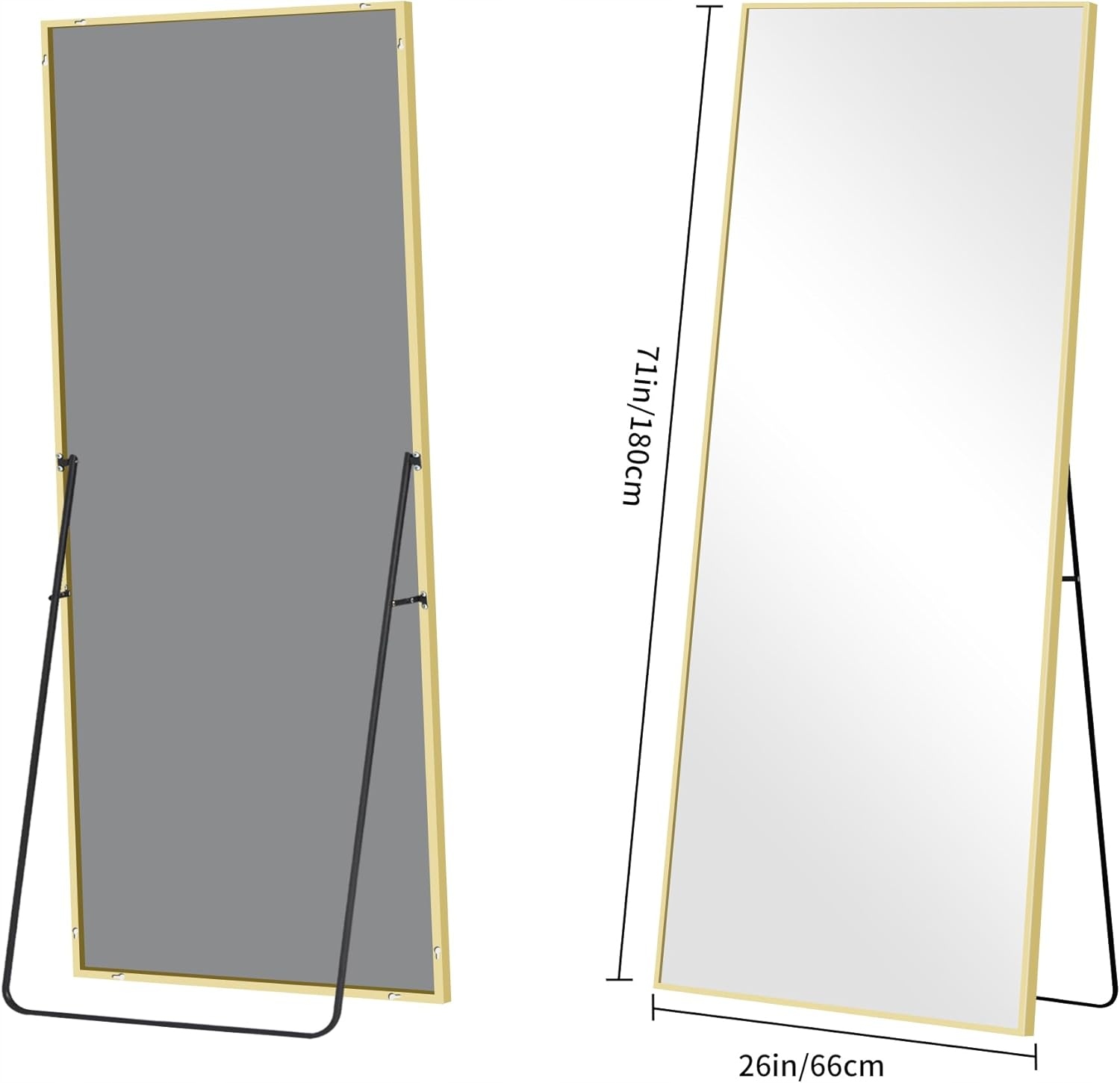 Lustro duże stojące/wiszące złote 179x65cm aluminiowa rama nowoczesne