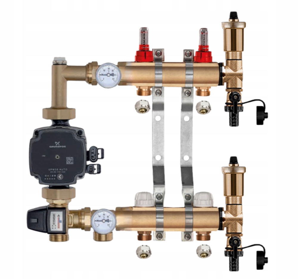 Mosazný Rozdělovač Podlahovky 2 Čerpací Skupina Grundfos Pex Spojky