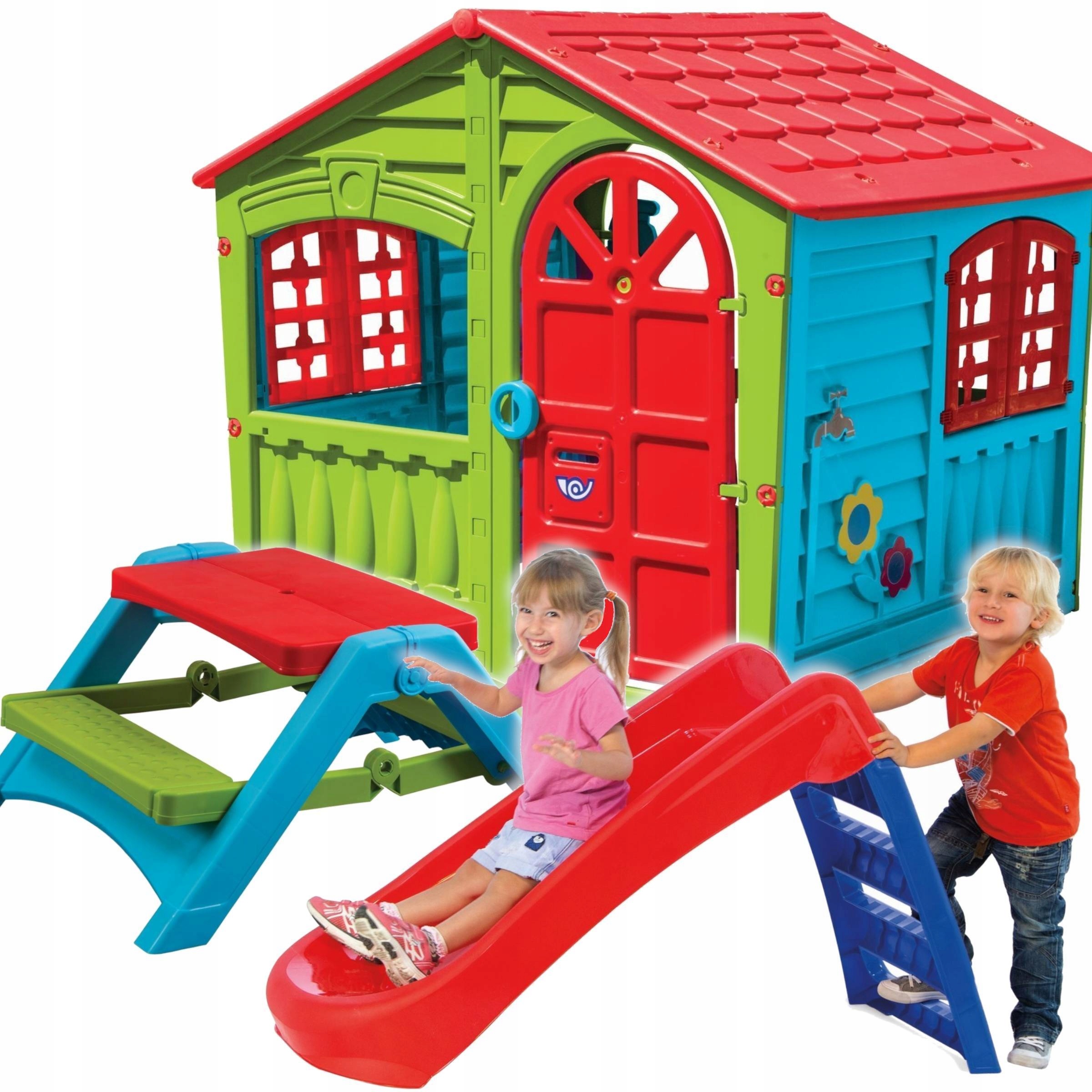 

Domek Zjeżdżalnia Stolik Ogrodowy Duży Plac Zabaw