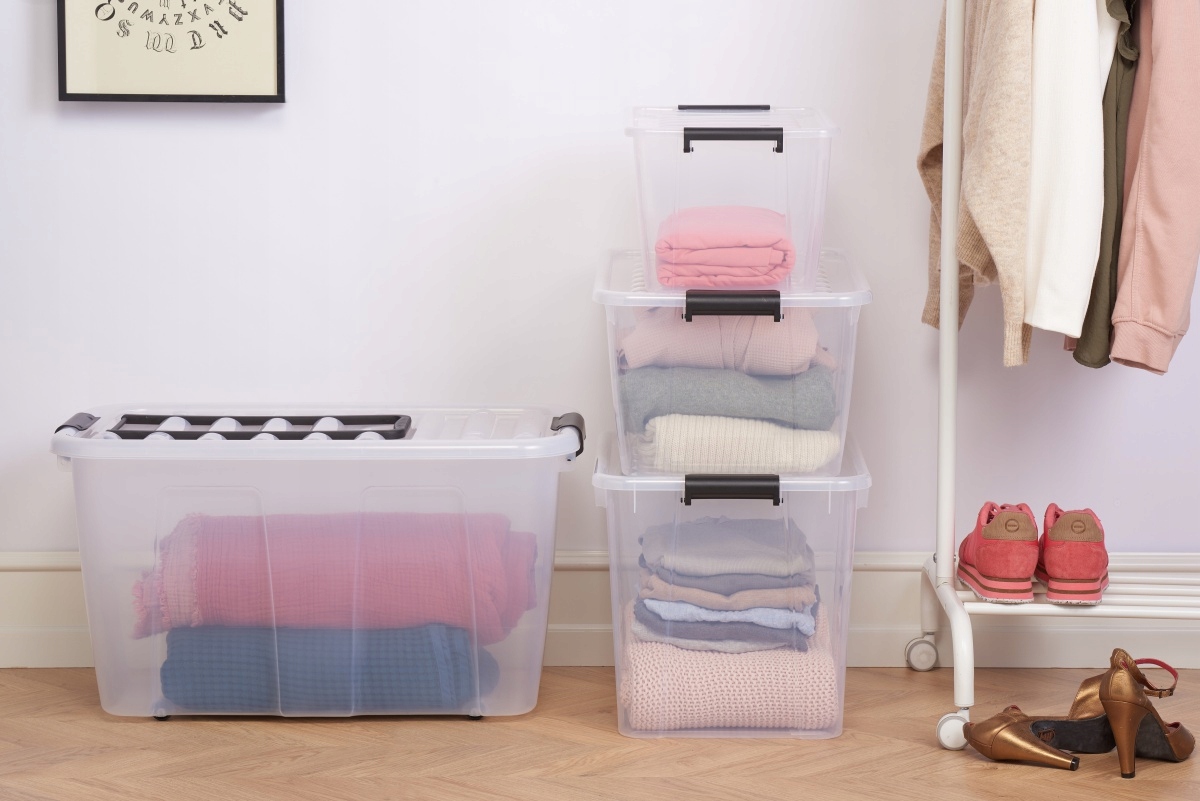 Pudełko z pokrywką pojemnik 29 x 39 x 26 cm Kolor biały przezroczysty inny