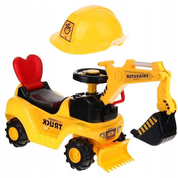 Koparka Spychacz Jeździk Pchacz Z Ruhomą Łyżką Kierownica Z Dźwiękiem Kask