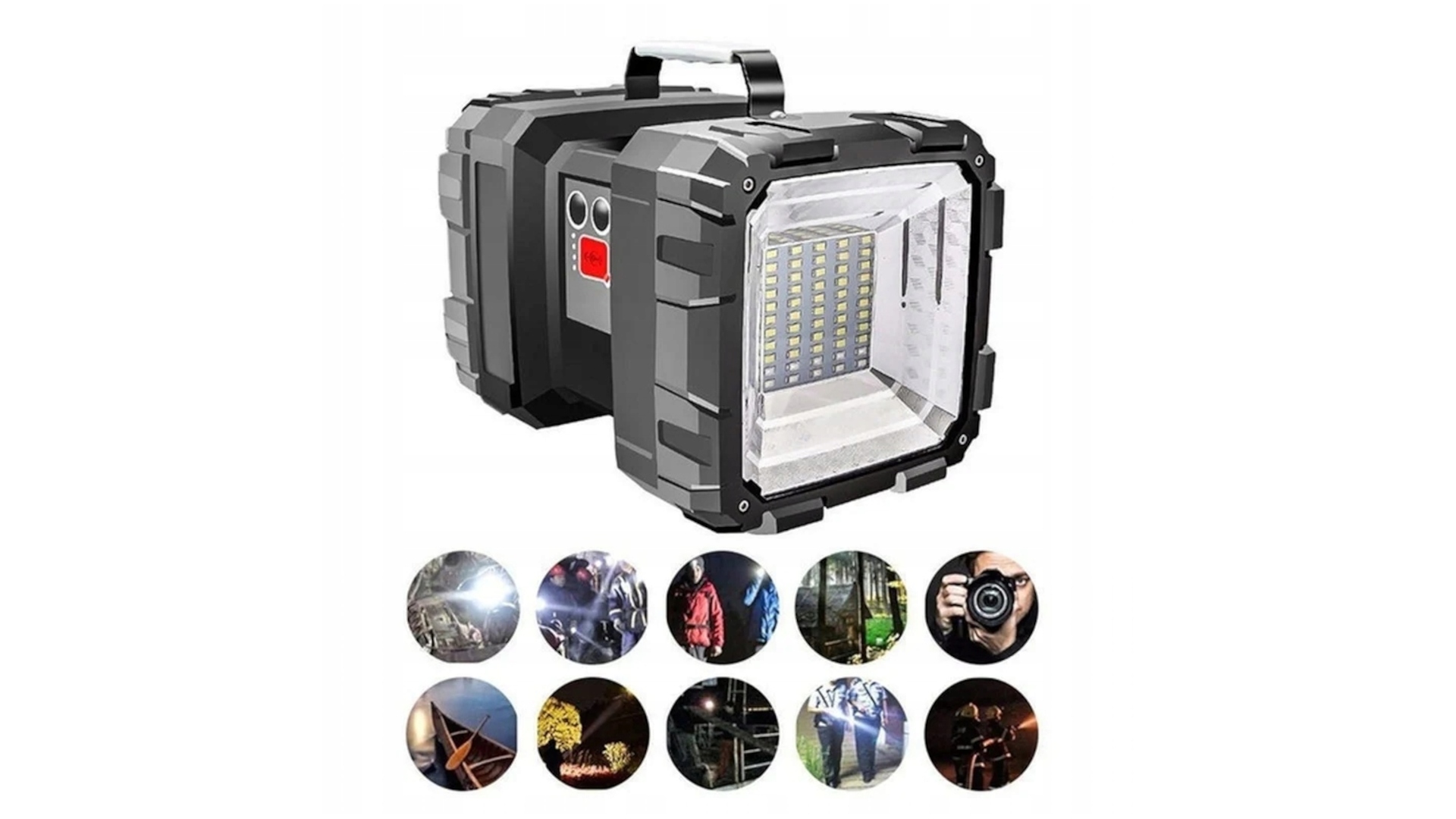 MOCNA Latarka LED Akumulatorowa Szperacz odporna USB Powerbank DWUSTRONNA Rodzaj reflektor i szperacz